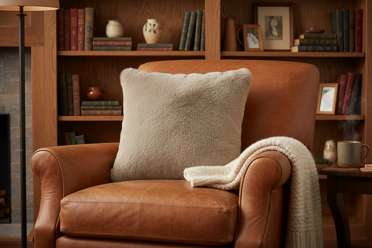 Soft Cozy Fuzzy Faux Fur Throw Pillow