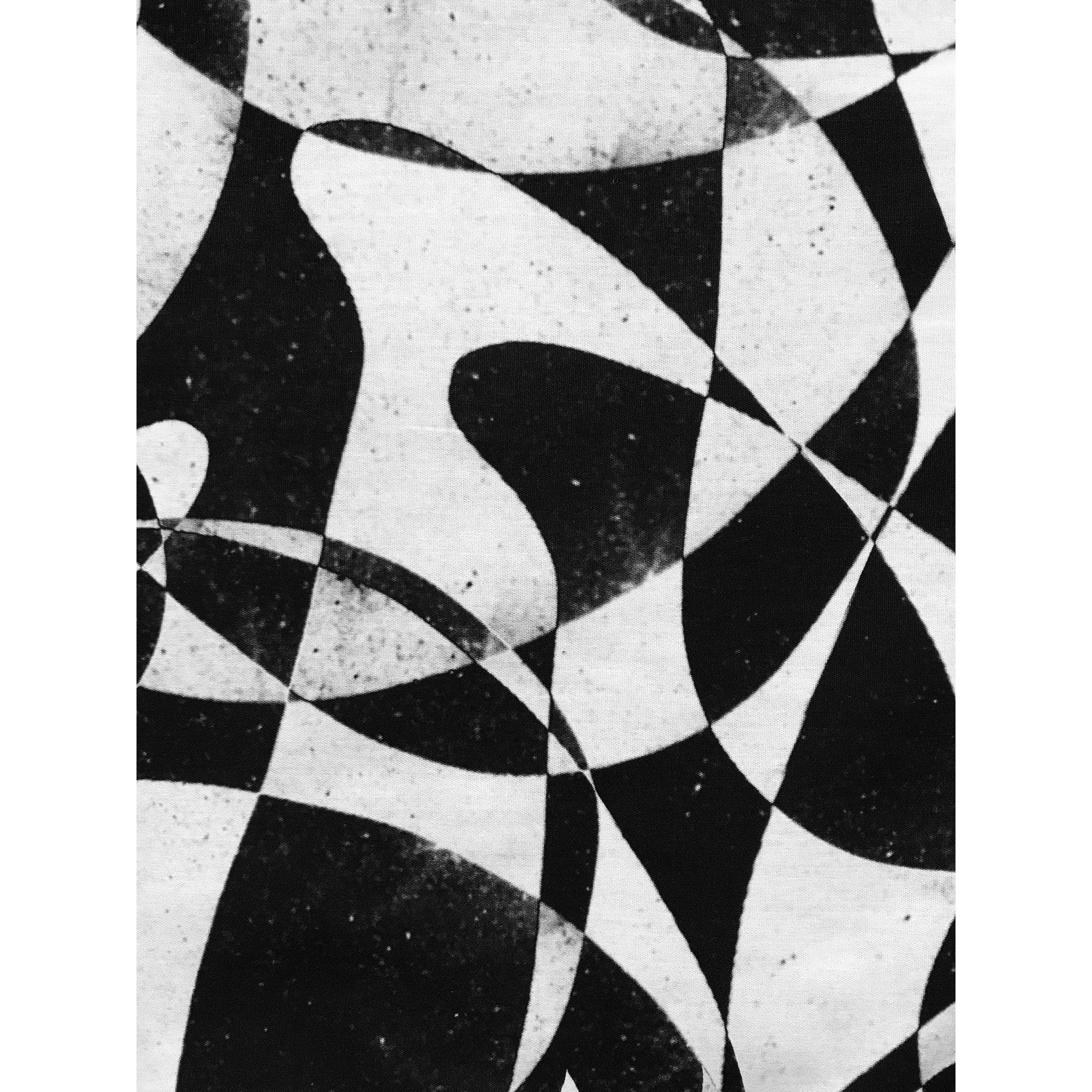African Print, Elastic Knit Fabric - Black, White "Shattering the Glass Ceiling" Per Yard