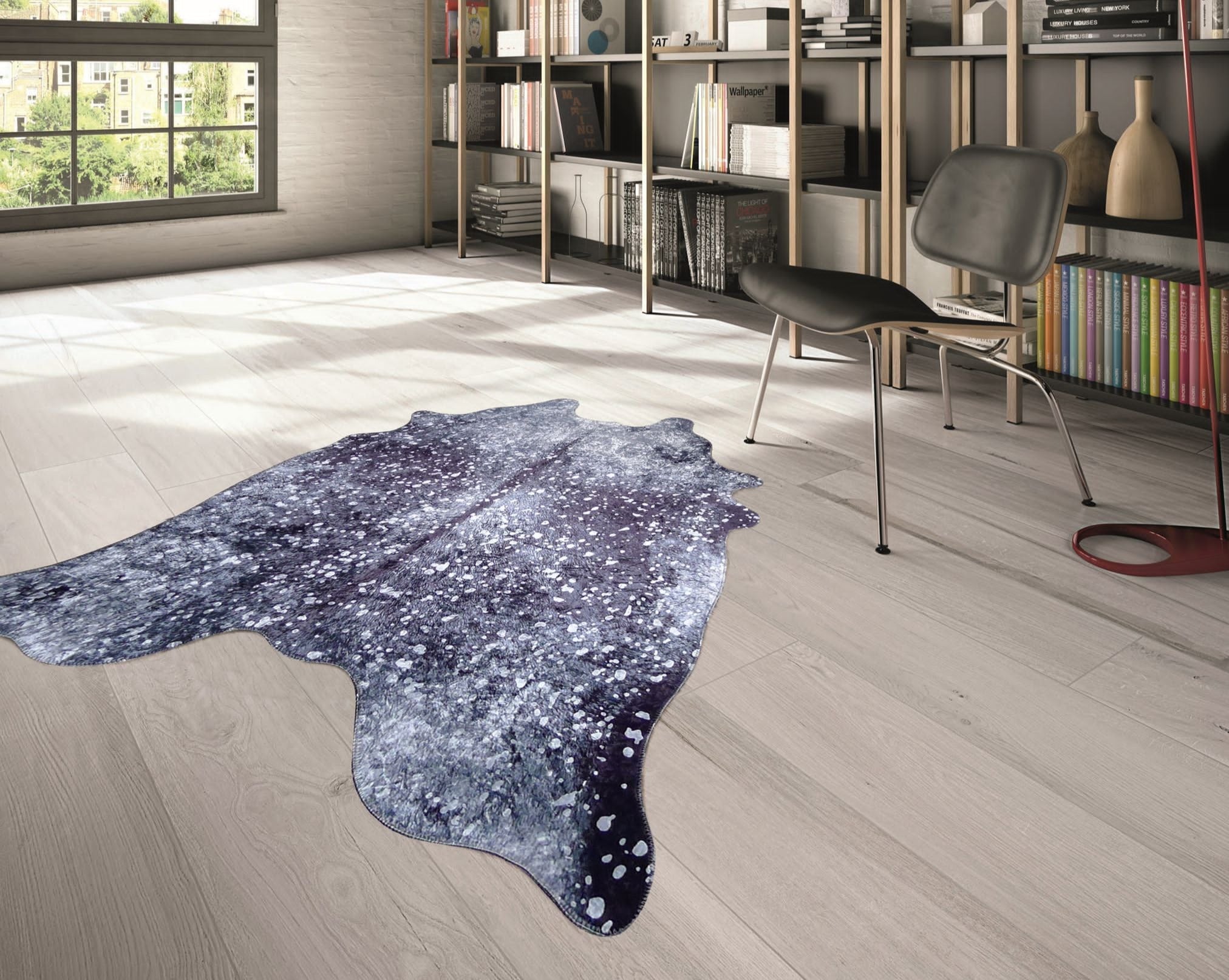 Vegan Metallic Shinny Glow Faux Hide/Cowhide Area Rug/Carpet