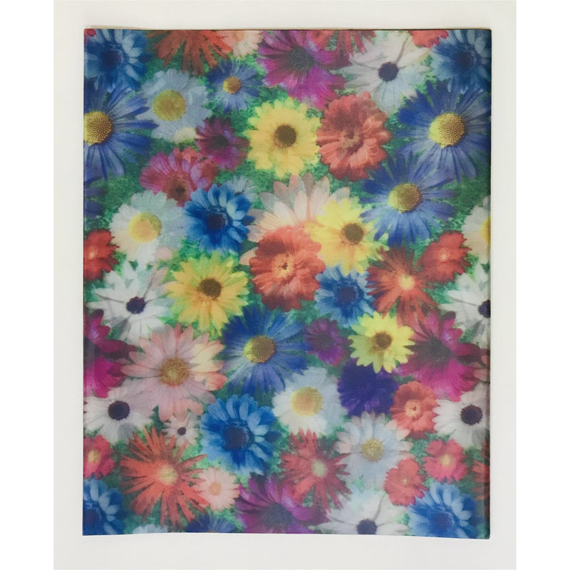 African Damask/ Metallic Jacquard/ Headtie, Gele Fabric - Blue, Purple, Green, Yellow ‘Zaria Bouquet’, ~2 yards