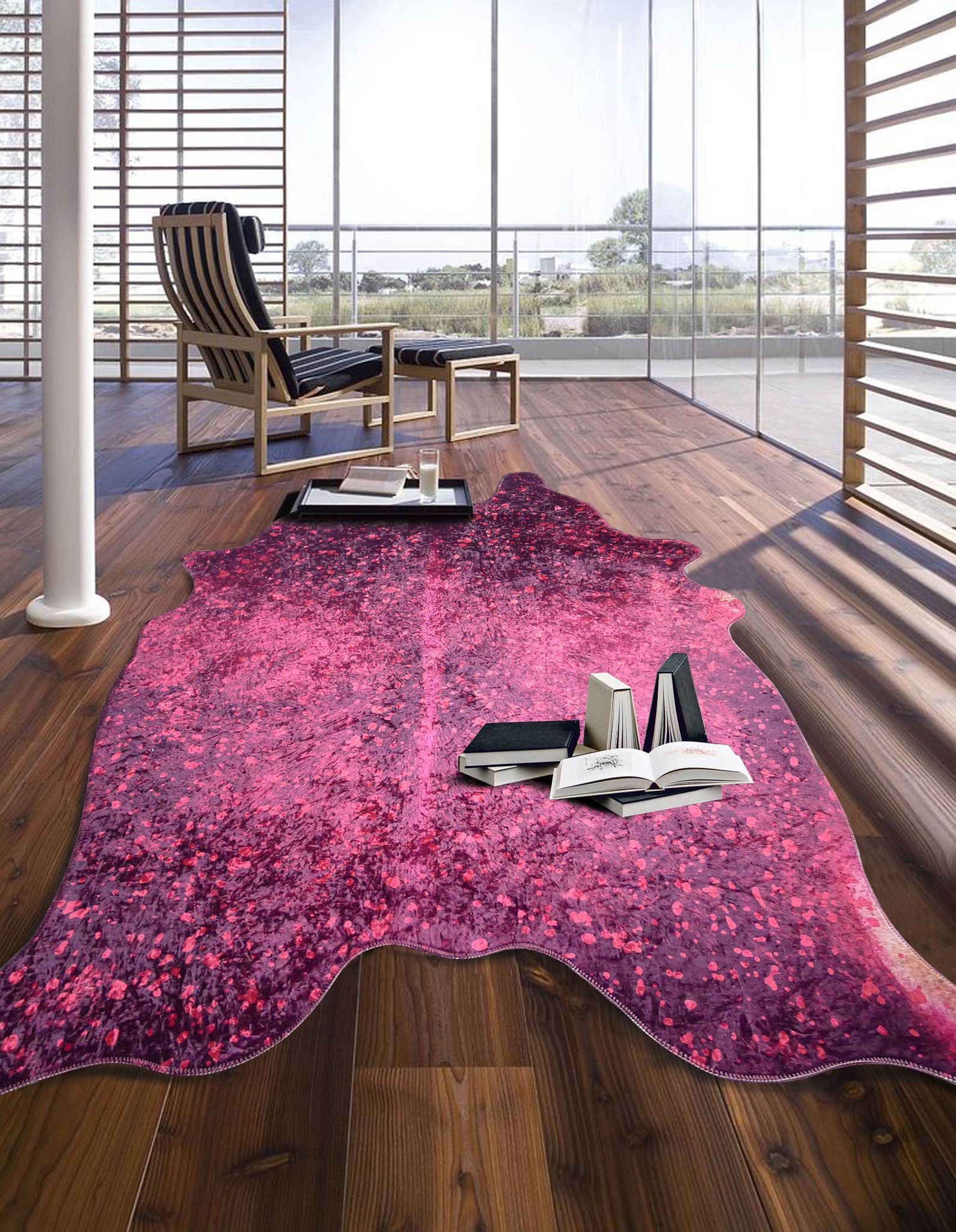 Vegan Metallic Shinny Glow Faux Hide/Cowhide Area Rug/Carpet