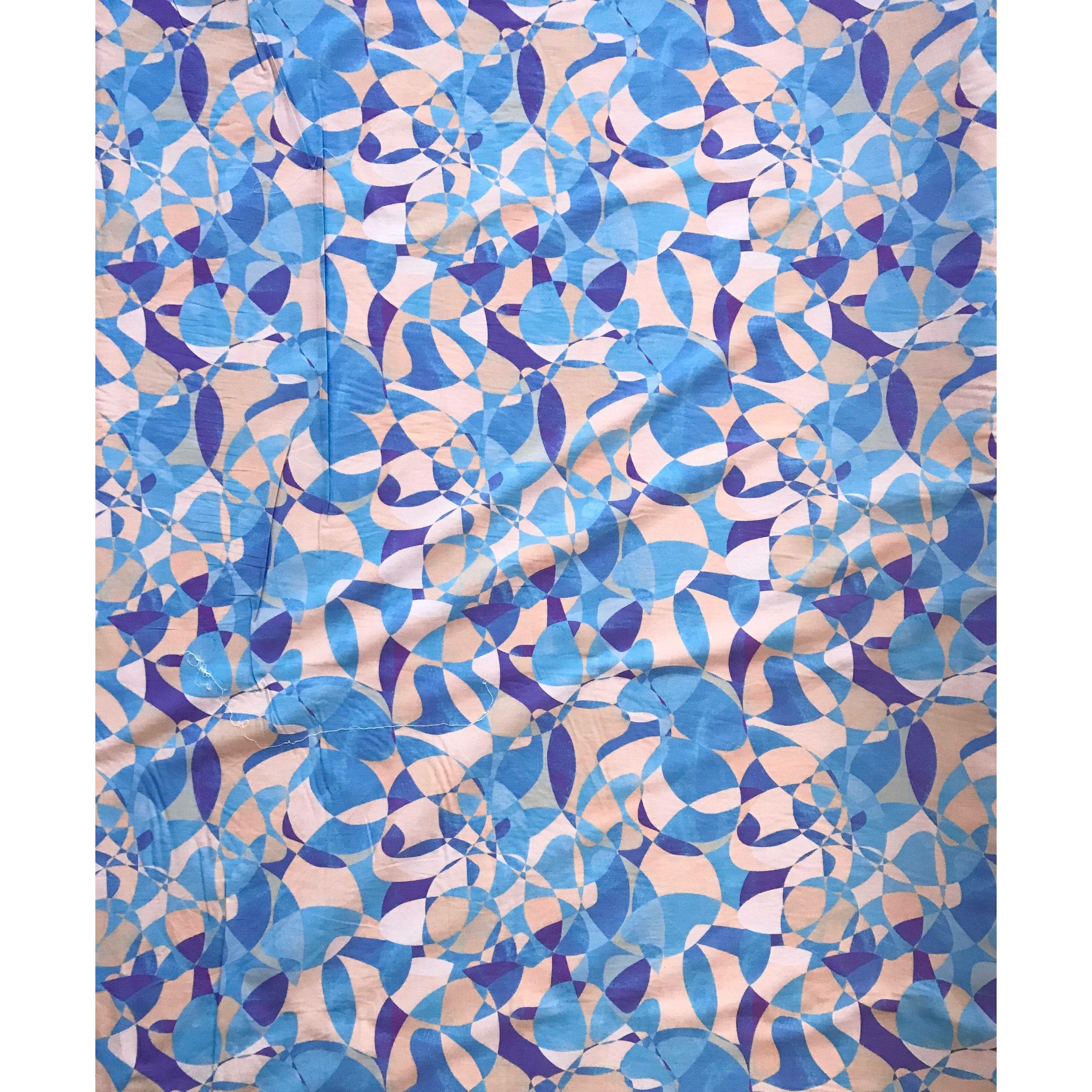 African Print Fabric/ Ankara (58” Wide)- Blue, Purple, Taupe "Chiasoka" Per Yard