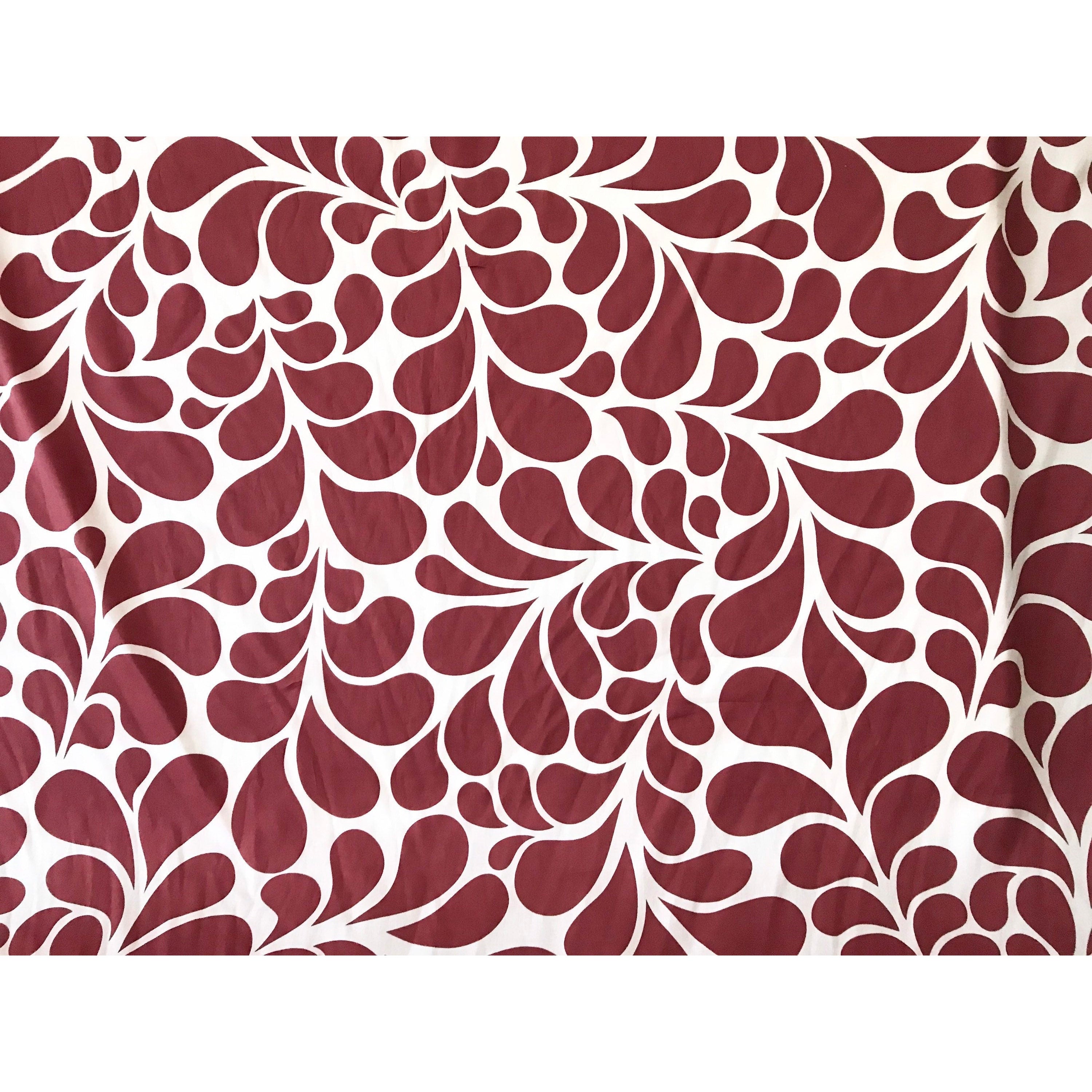 African Print, Stretch Cotton Satin Fabric- Rusty Red, White "Mimi", Per Yard