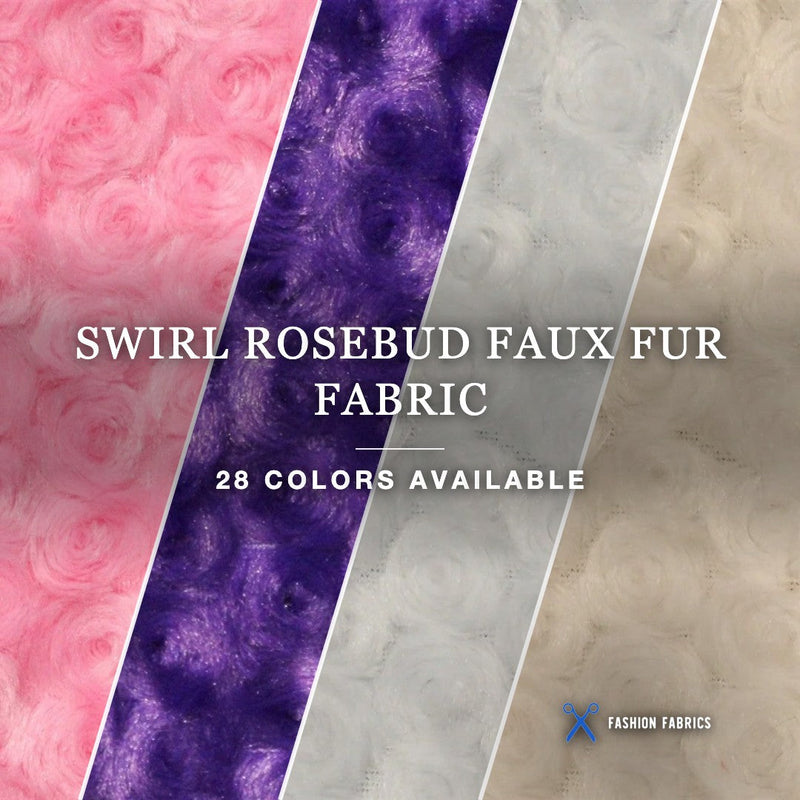 Swirl Rosebud Faux Fur Fabric