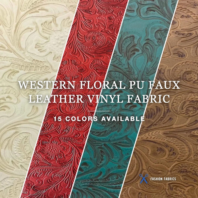 Western Floral PU Faux Leather Vinyl Fabric