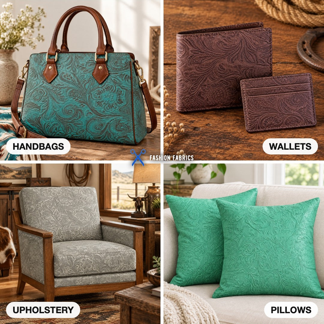 Western Floral PU Faux Leather Vinyl Fabric