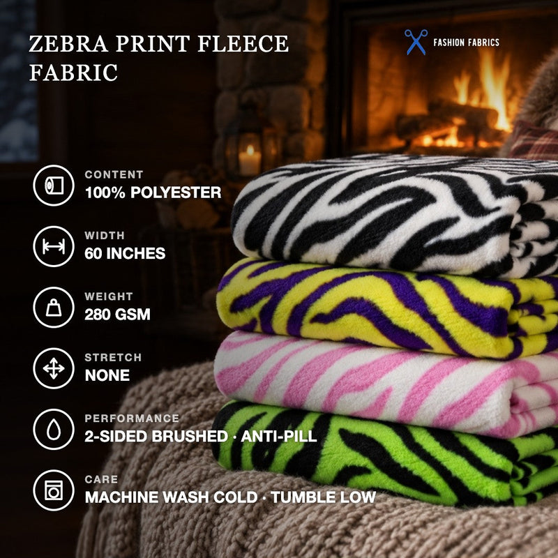 Zebra Print Fleece Fabric