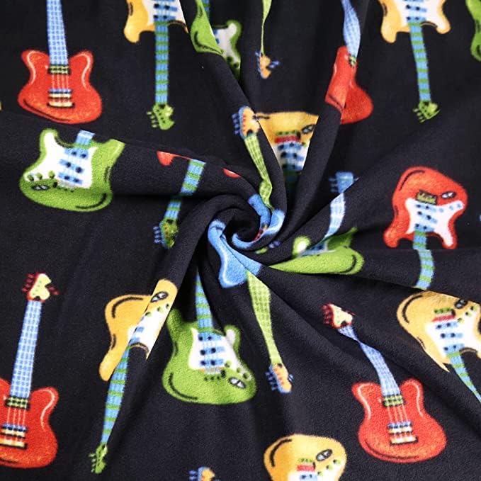 Anti-Pill Polar Fleece Fabric by the Yard – Guitar Design 60", 280 GSM