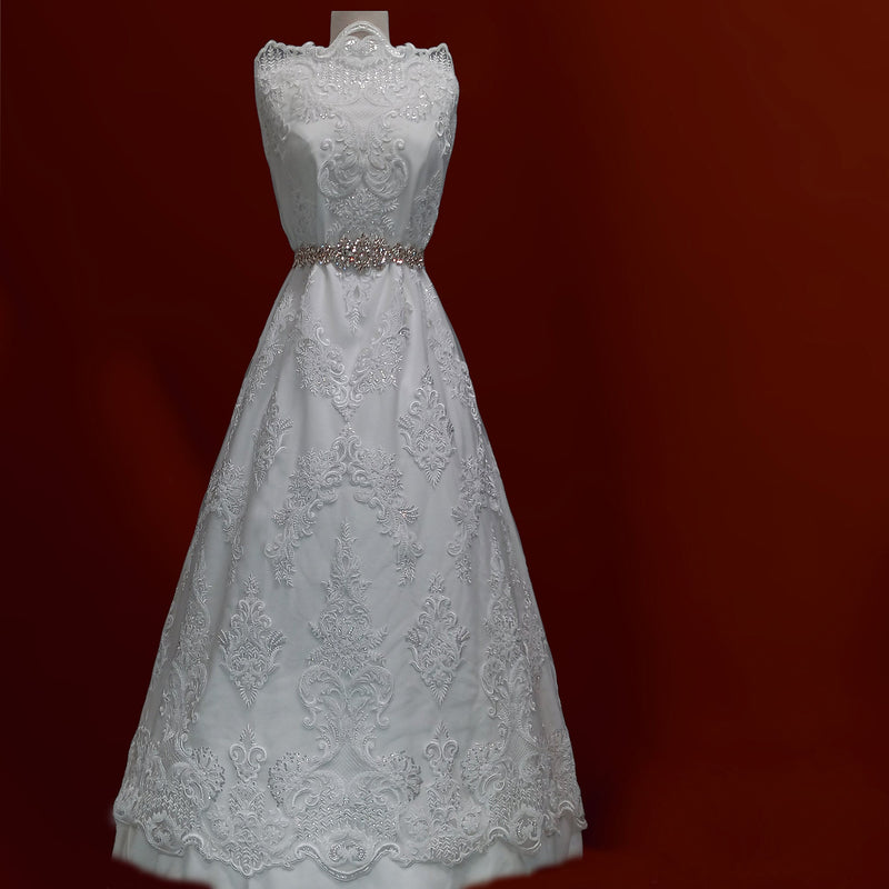 Beaded & Corded Lace Fabric Embroidered on 100% Polyester Net Mesh | Lace USA - GD-58026