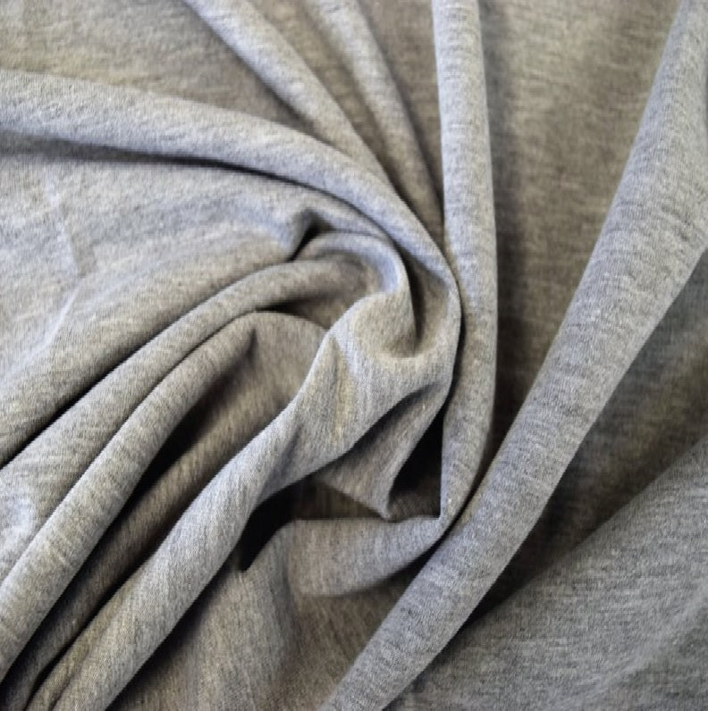French Terry Fabric | Heather Grey Cotton Spandex 4-Way Stretch 10.5oz