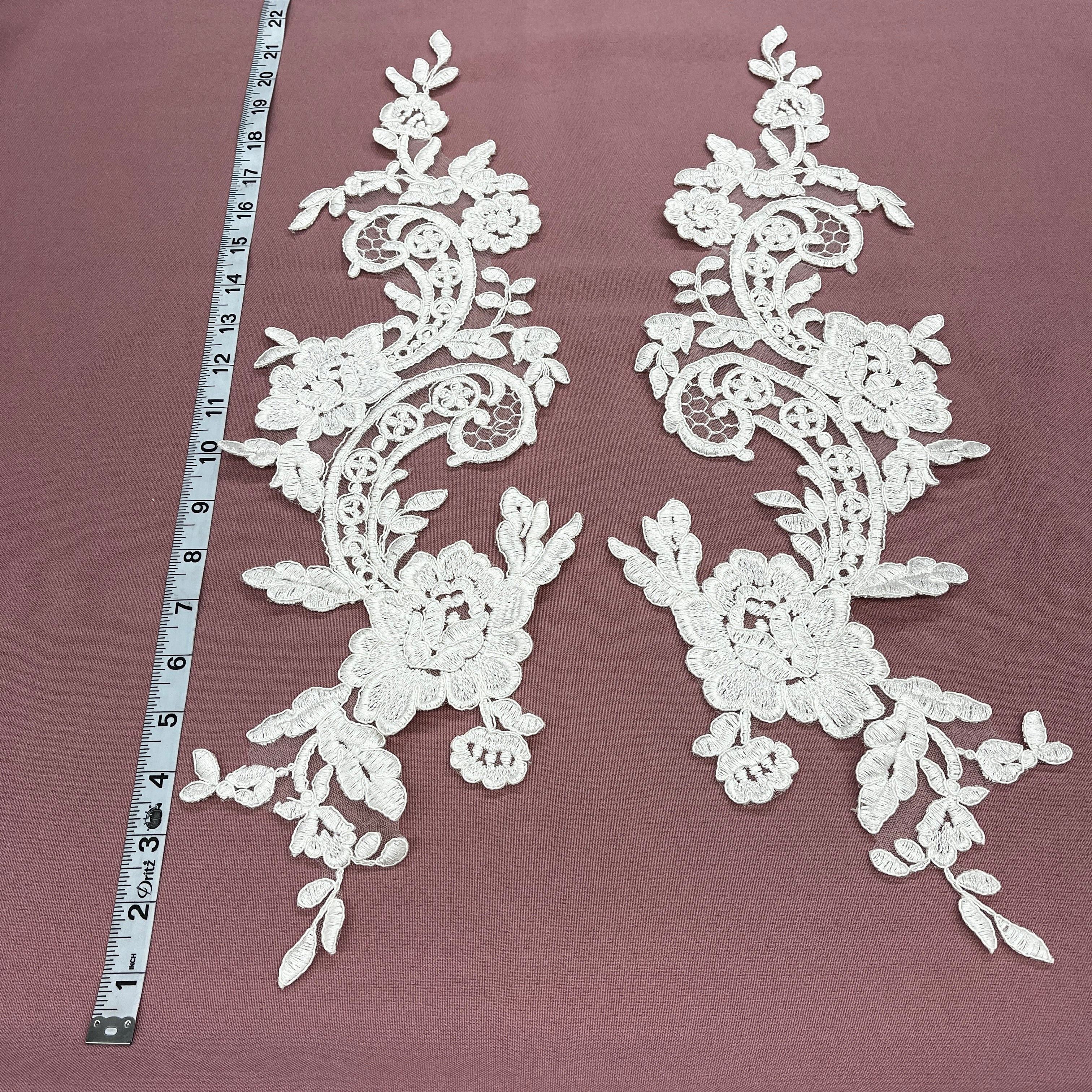 Corded Floral Lace Applique Embellishment for Bridal, Quinceañera Gown, Dance | Lace USA - 96434W