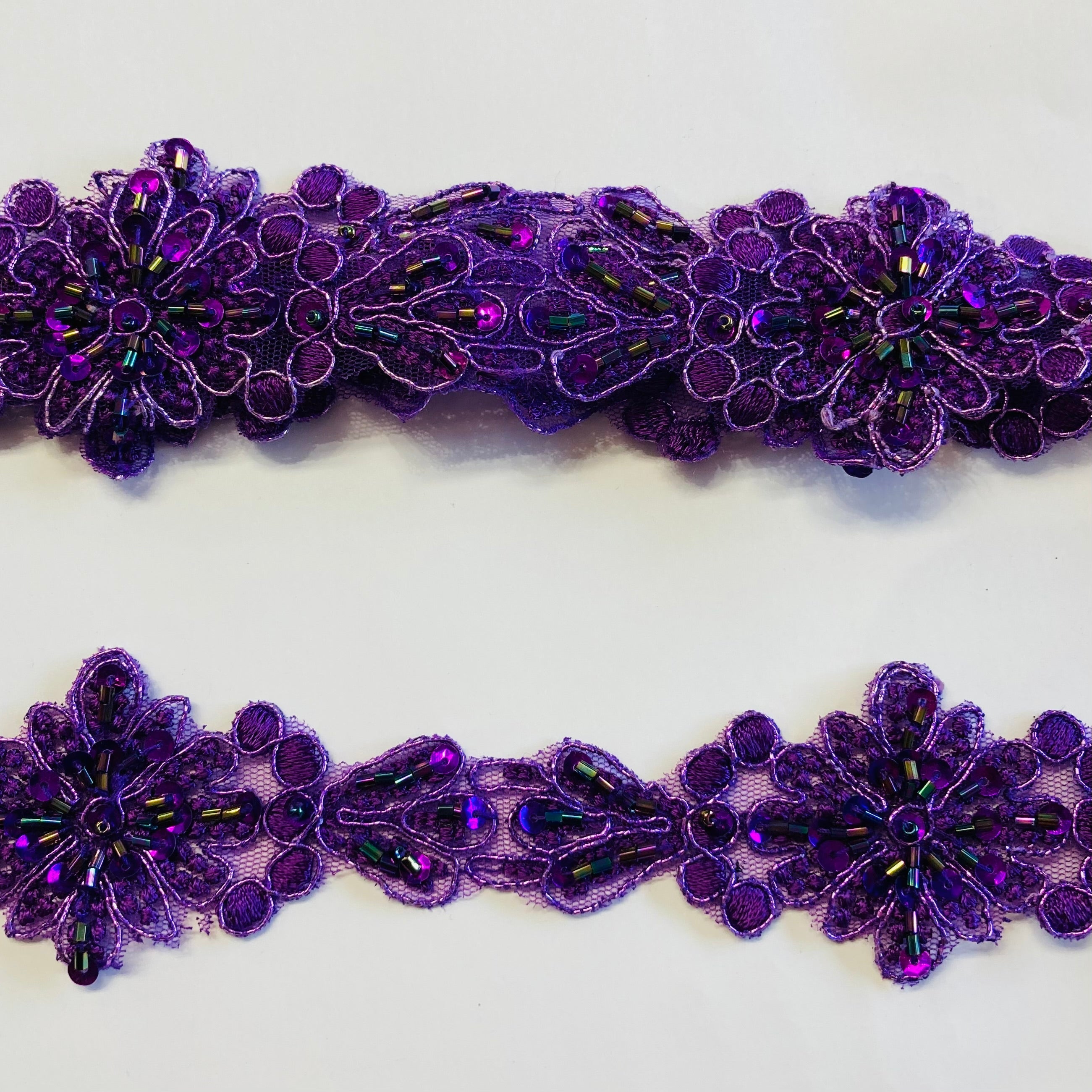 Beaded & Corded Lace Trimming Embroidered on 100% Polyester Net Mesh | Lace USA - 96779W-BP
