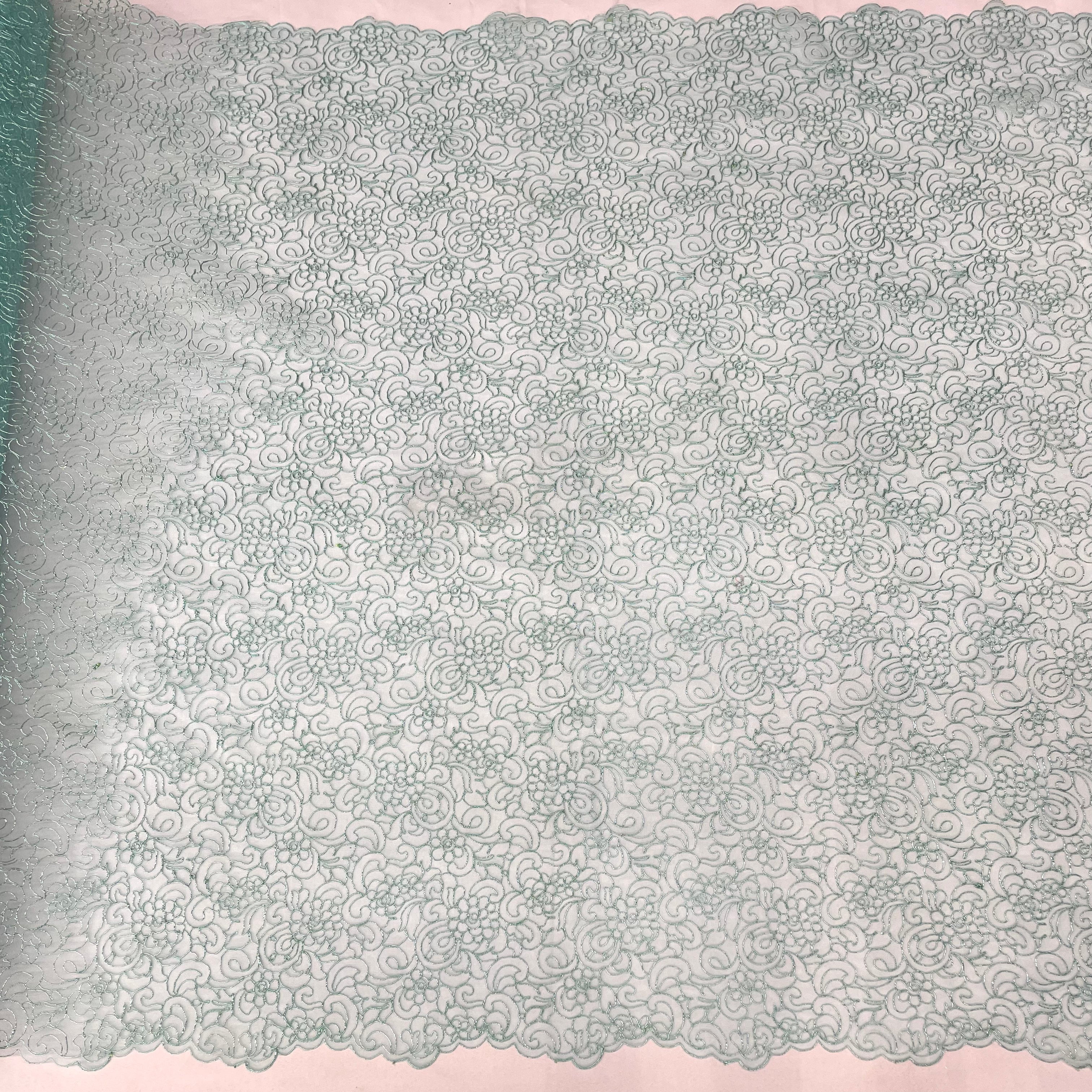 Corded Bridal Lace Fabric Embroidered on 100% Polyester Net Mesh | Lace USA - 96226W