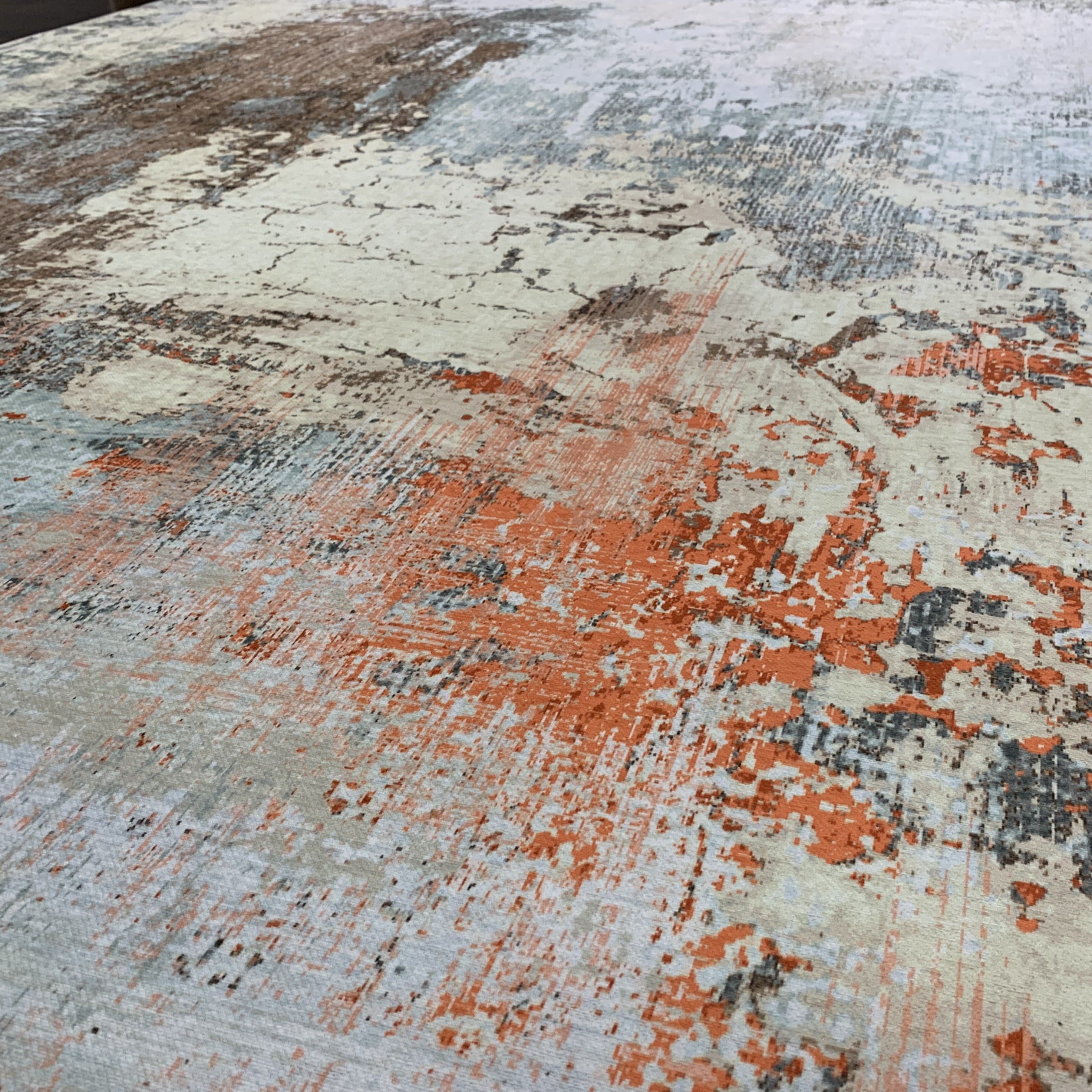 Orange Brown Beige Vintage Rusty Print Style Area Rug/ Carpet