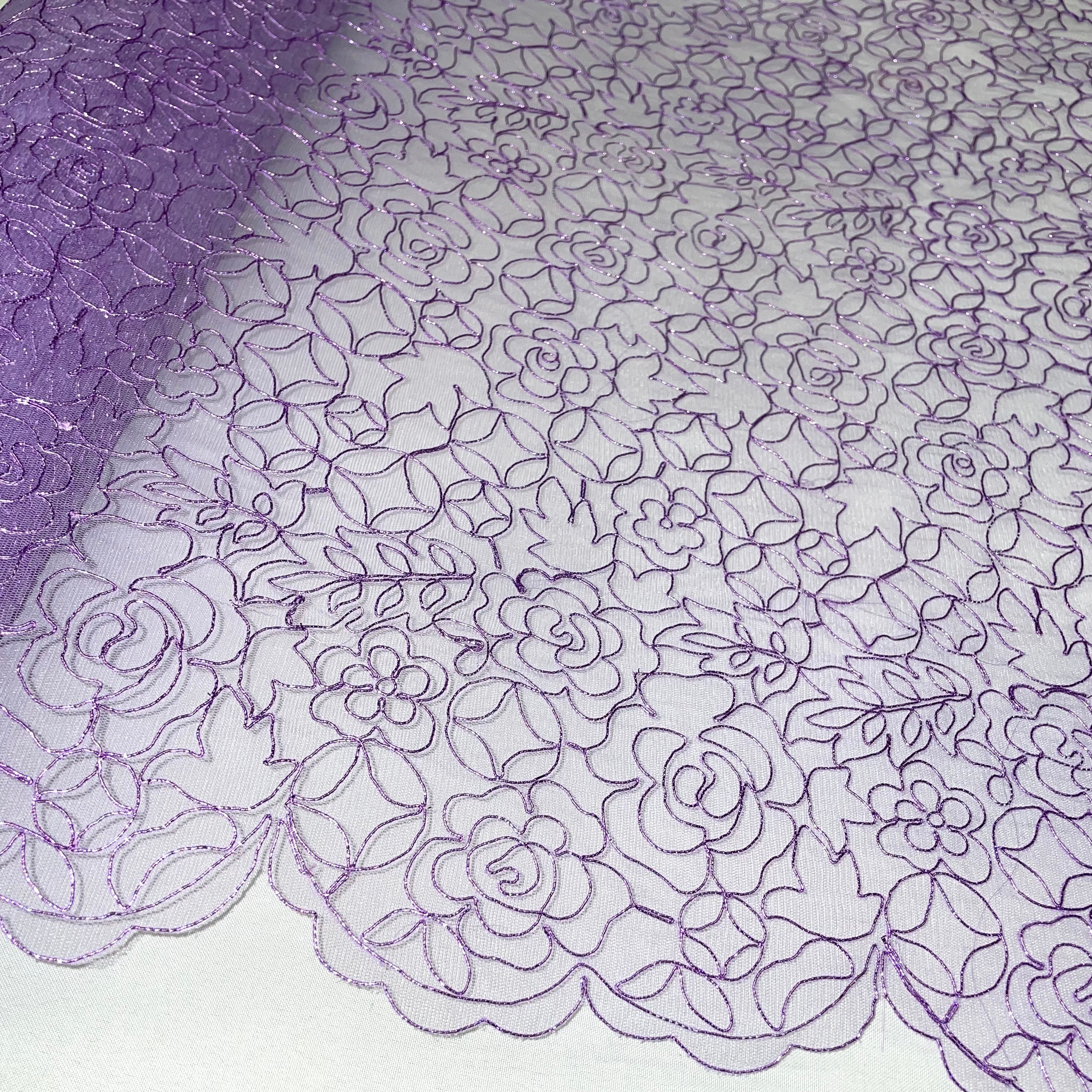 Corded Bridal Lace Fabric Embroidered on 100% Polyester Net Mesh | Lace USA - 96226W