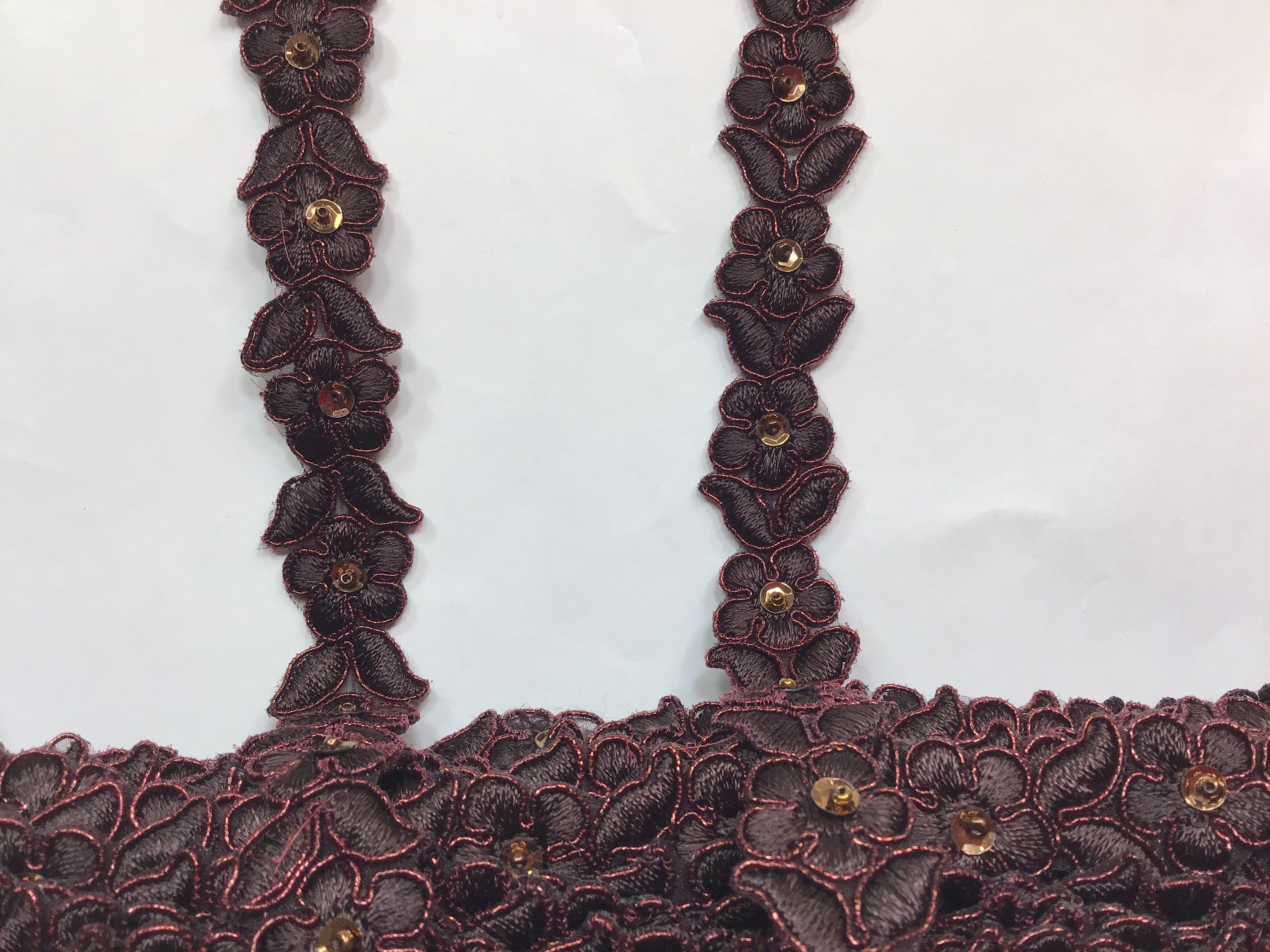 Beaded & Corded Lace Trimming Embroidered on 100% Polyester Organza | Lace USA - 96740N-BP