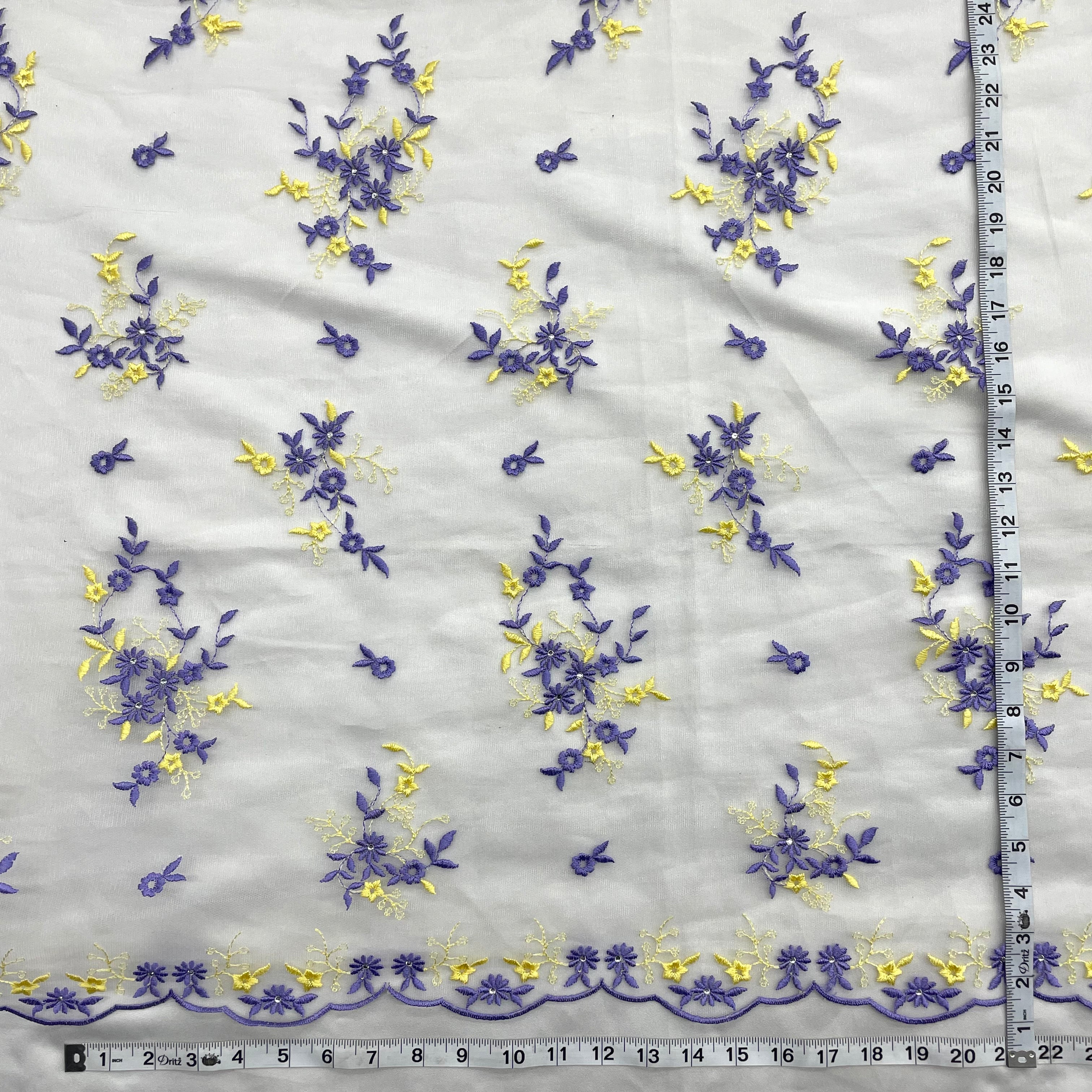 Beaded Lace Fabric Embroidered on 100% Polyester Net Mesh | Lace USA - 42091W-RS