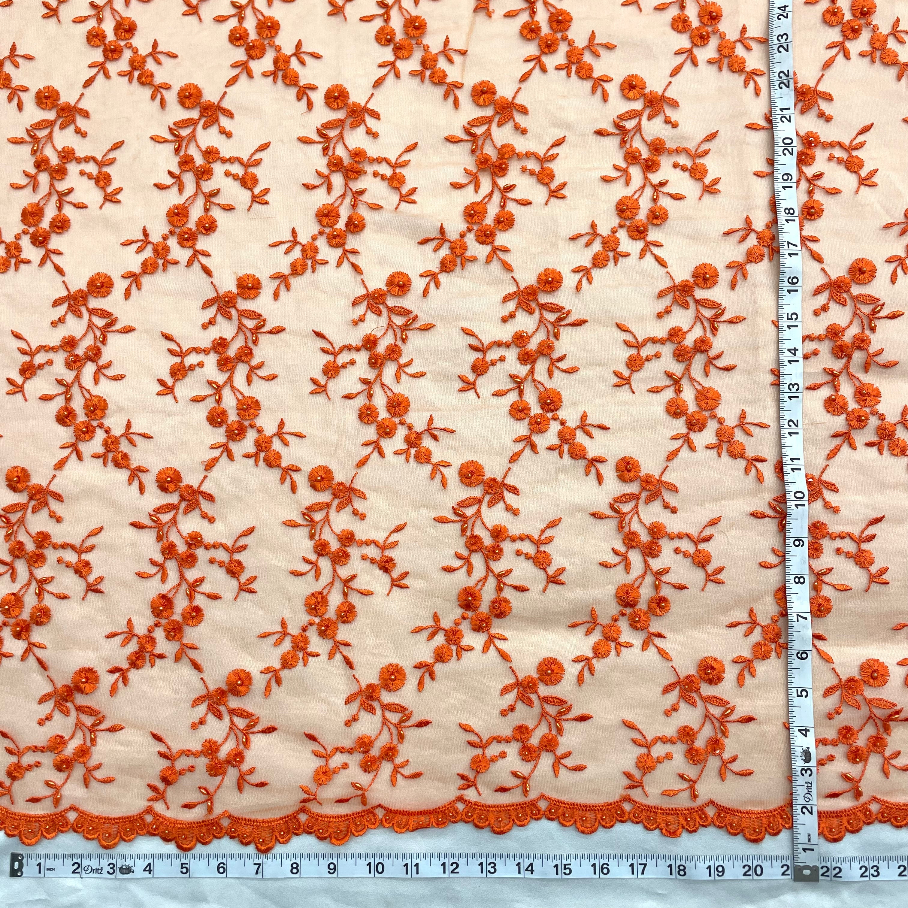 Beaded Lace Fabric Embroidered on 100% Polyester Net Mesh | Lace USA - 40103W-BP