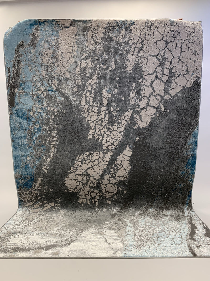 Gray-Tone Blue/Platinum Viscose Area Rug