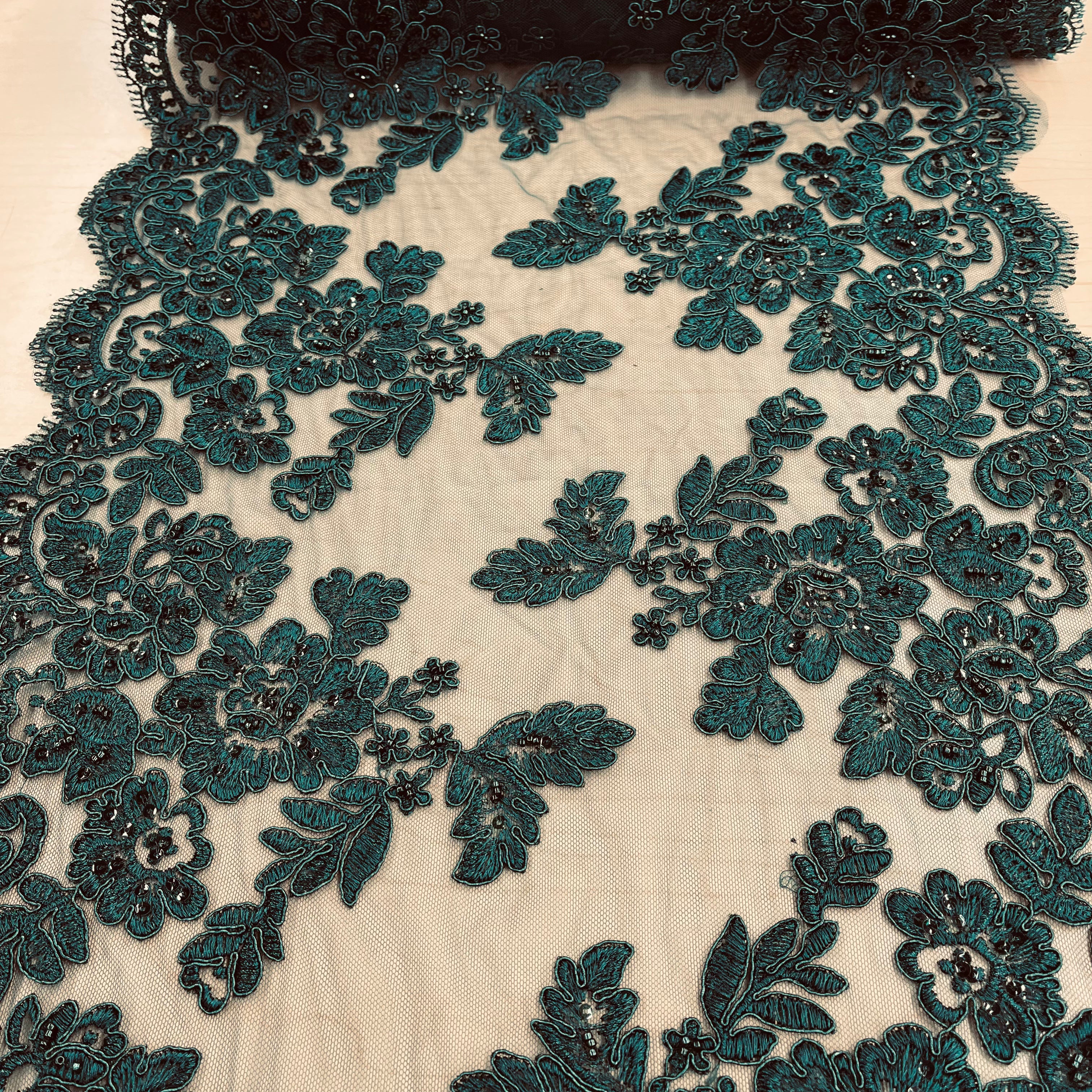 Double Sided Beaded & Corded Lace Trim – Embroidered Couture Lace for Wedding Dresses, Gowns & Costumes | Lace USA - 95359W/2-HB