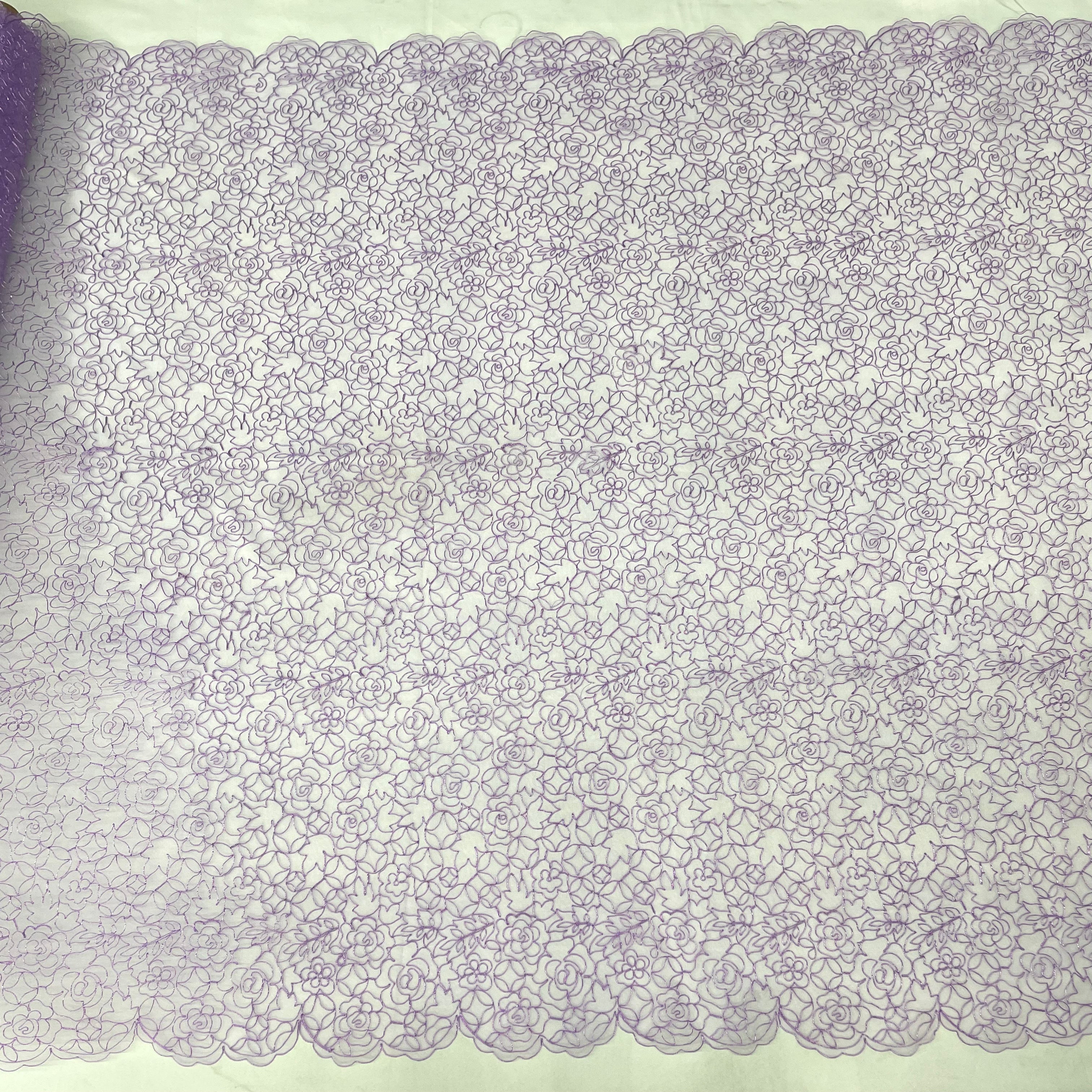 Corded Bridal Lace Fabric Embroidered on 100% Polyester Net Mesh | Lace USA - 96226W