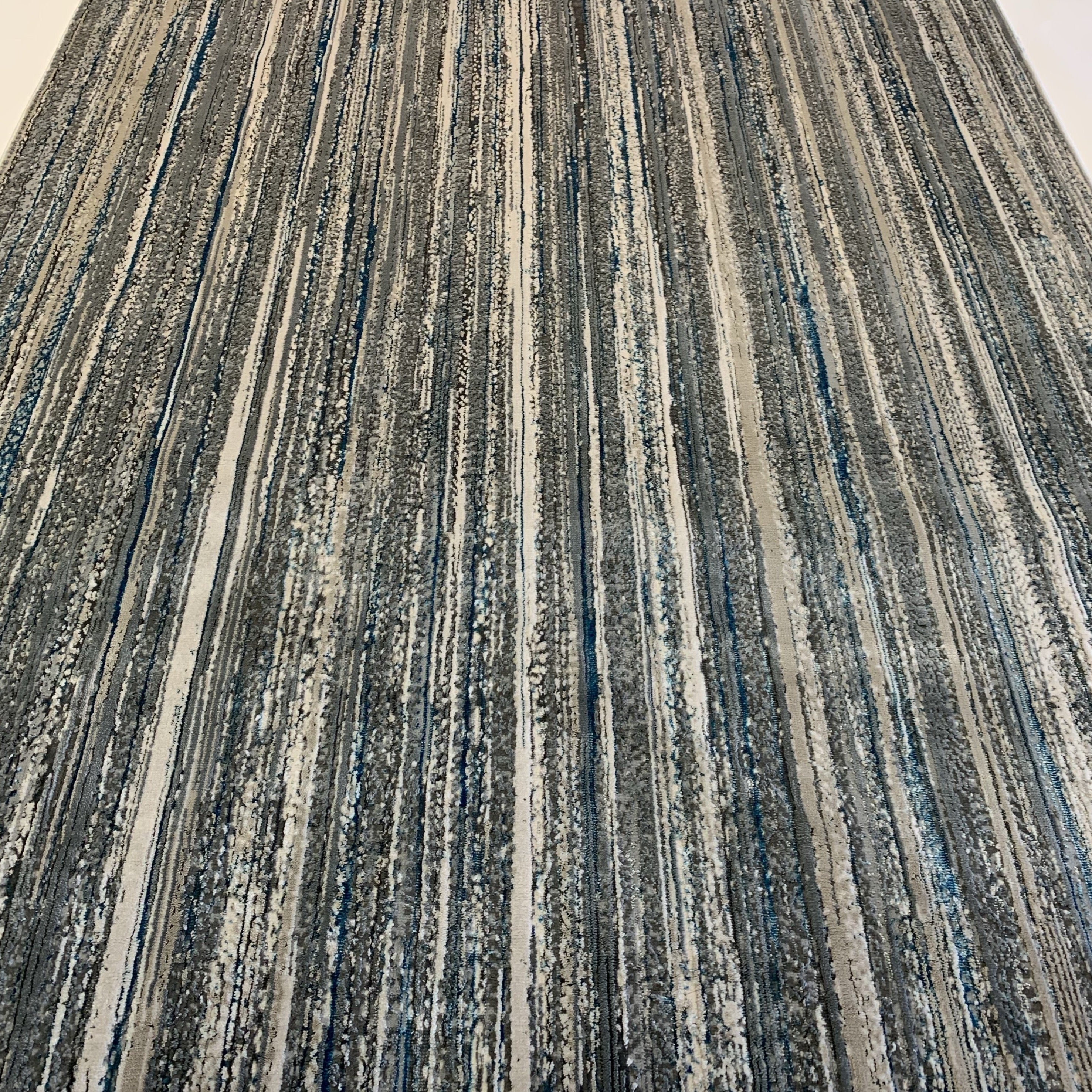 Shinny Shimmery Changing Lines Azure Blue Ultra Soft Cozy Area Rug/Carpet
