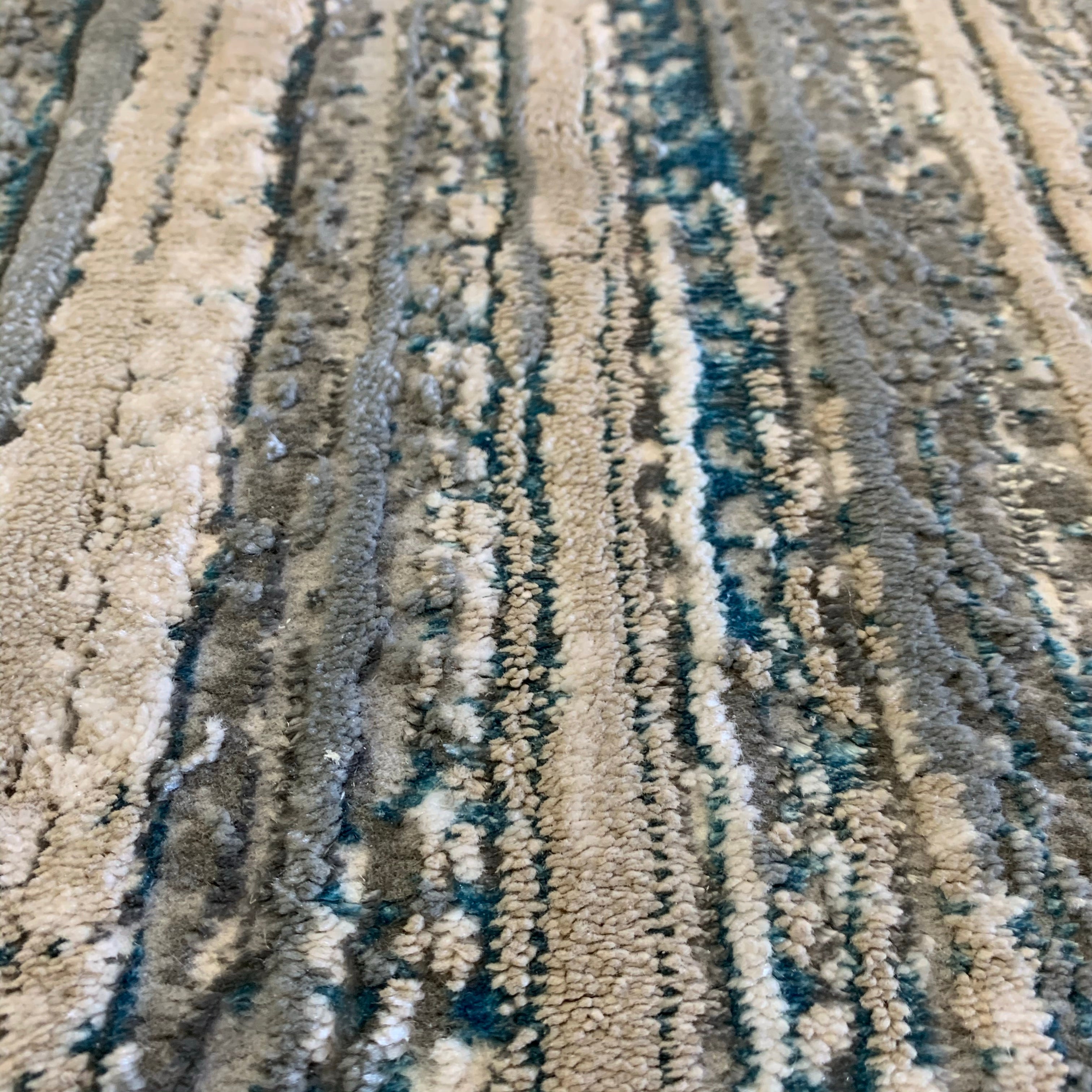 Shinny Shimmery Changing Lines Azure Blue Ultra Soft Cozy Area Rug/Carpet