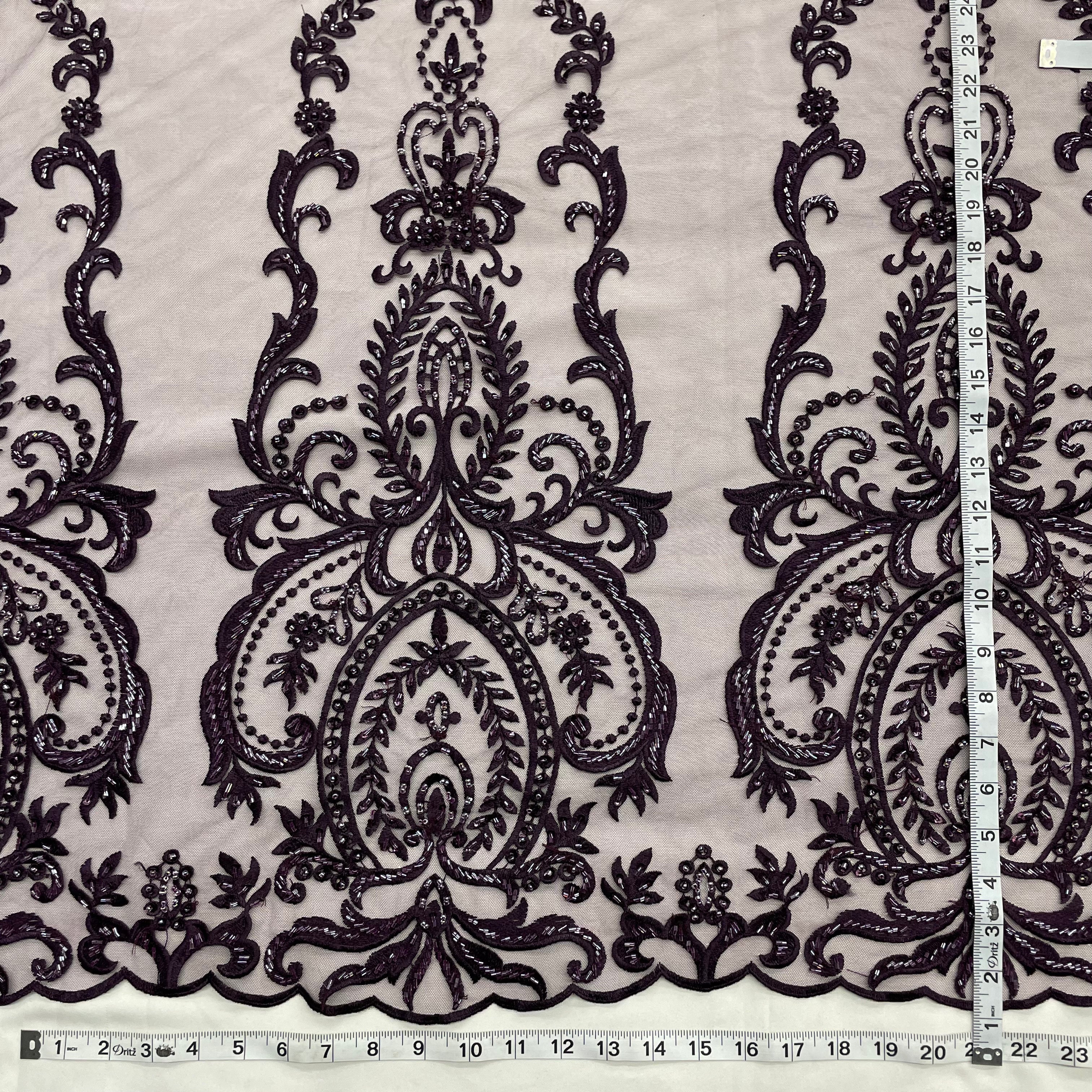 Beaded Lace Fabric Embroidered on 100% Polyester Net Mesh | Lace USA - GD-9117