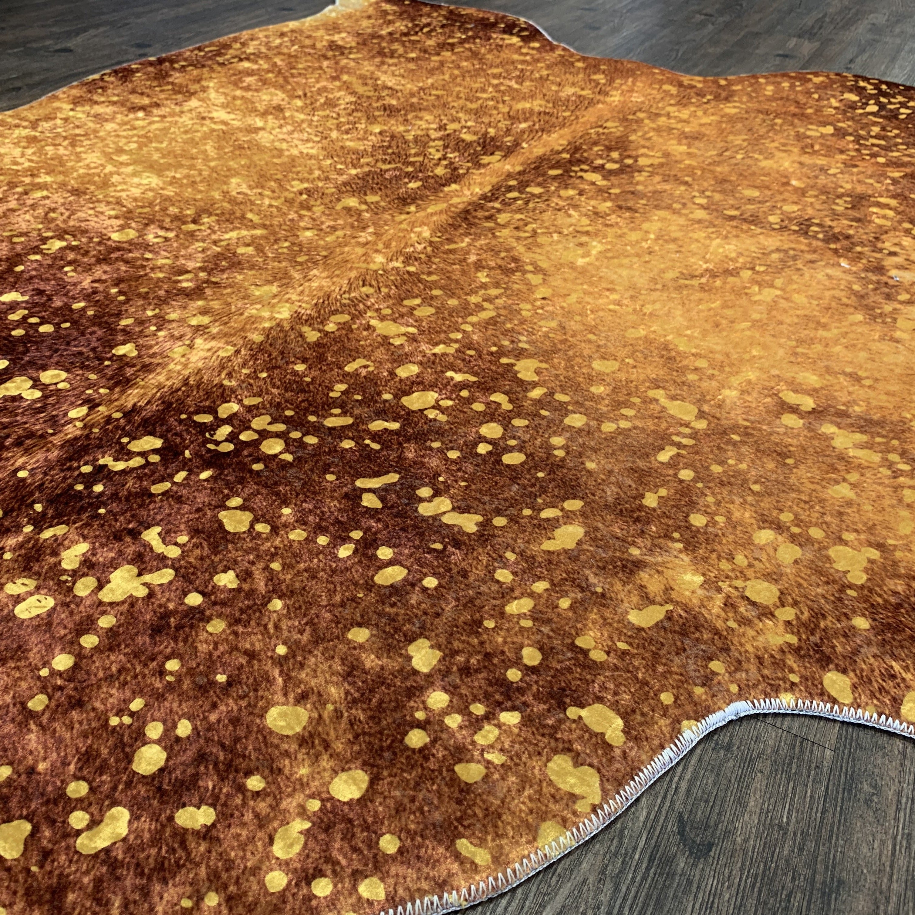Vegan Metallic Shinny Glow Faux Hide/Cowhide Area Rug/Carpet