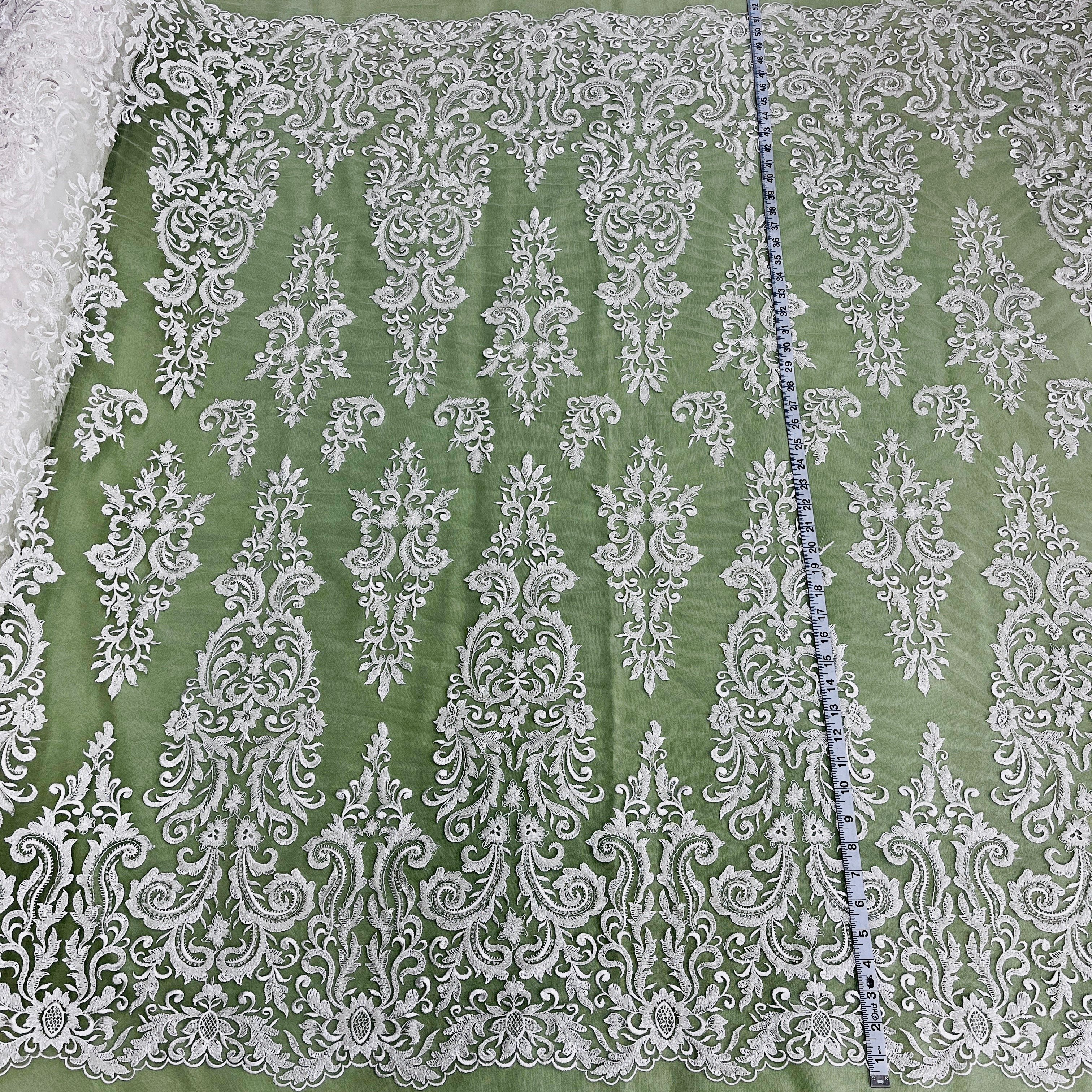 Beaded Lace Fabric Embroidered on 100% Polyester Net Mesh | Lace USA - GD-13294