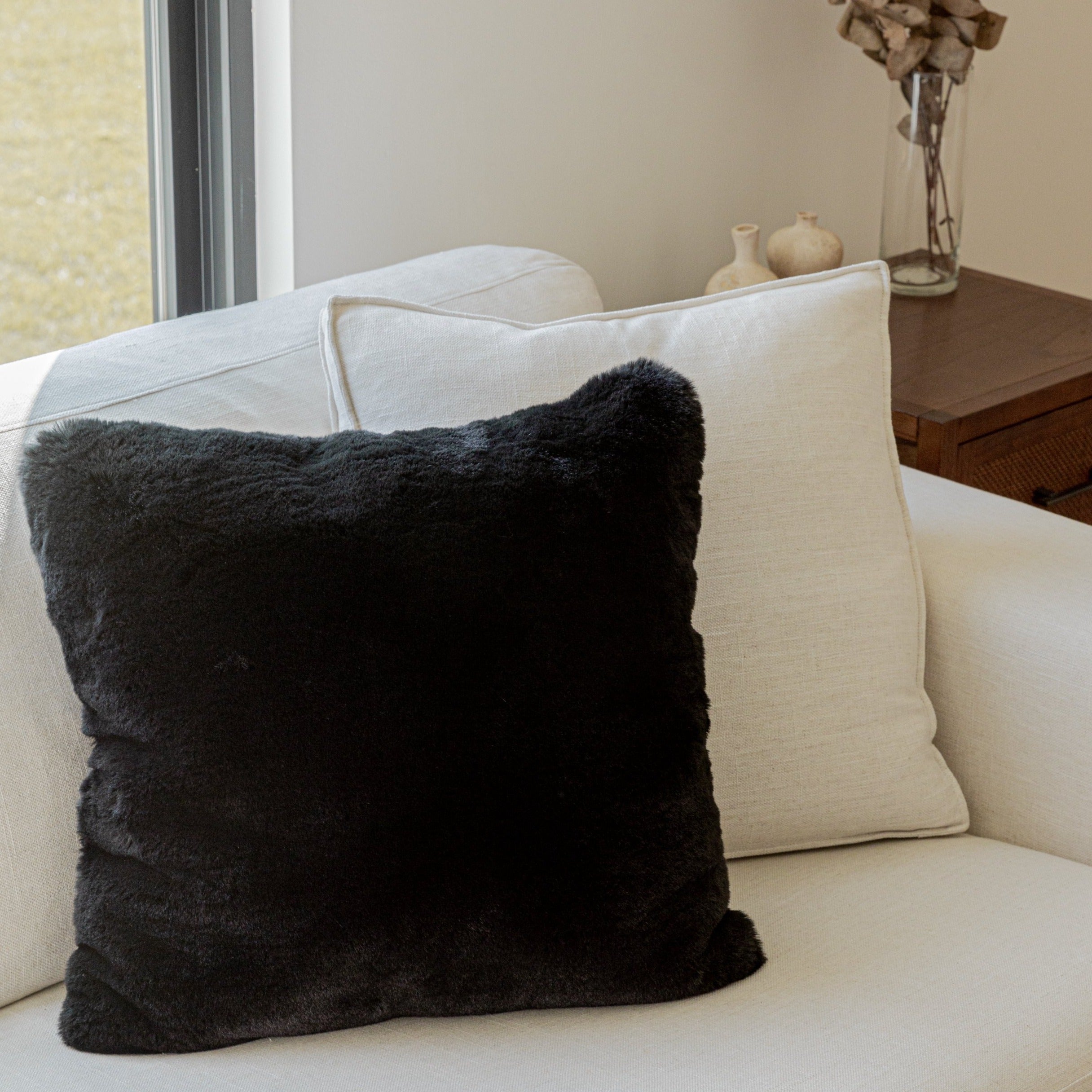 Soft Cozy Fuzzy Faux Fur Throw Pillow
