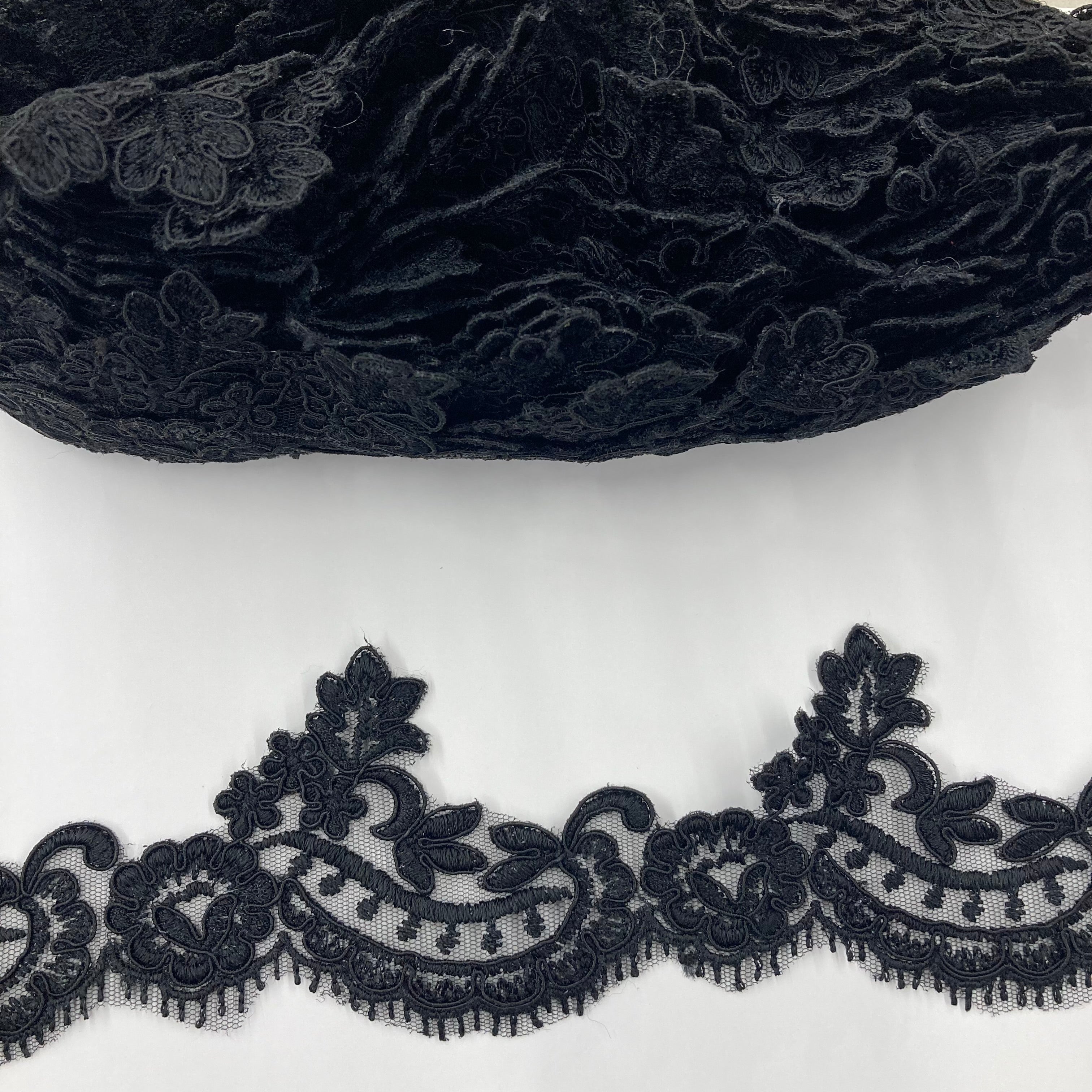 Corded Lace Trimming Embroidered on 100% Polyester Net Mesh | Lace USA - 95375W/1
