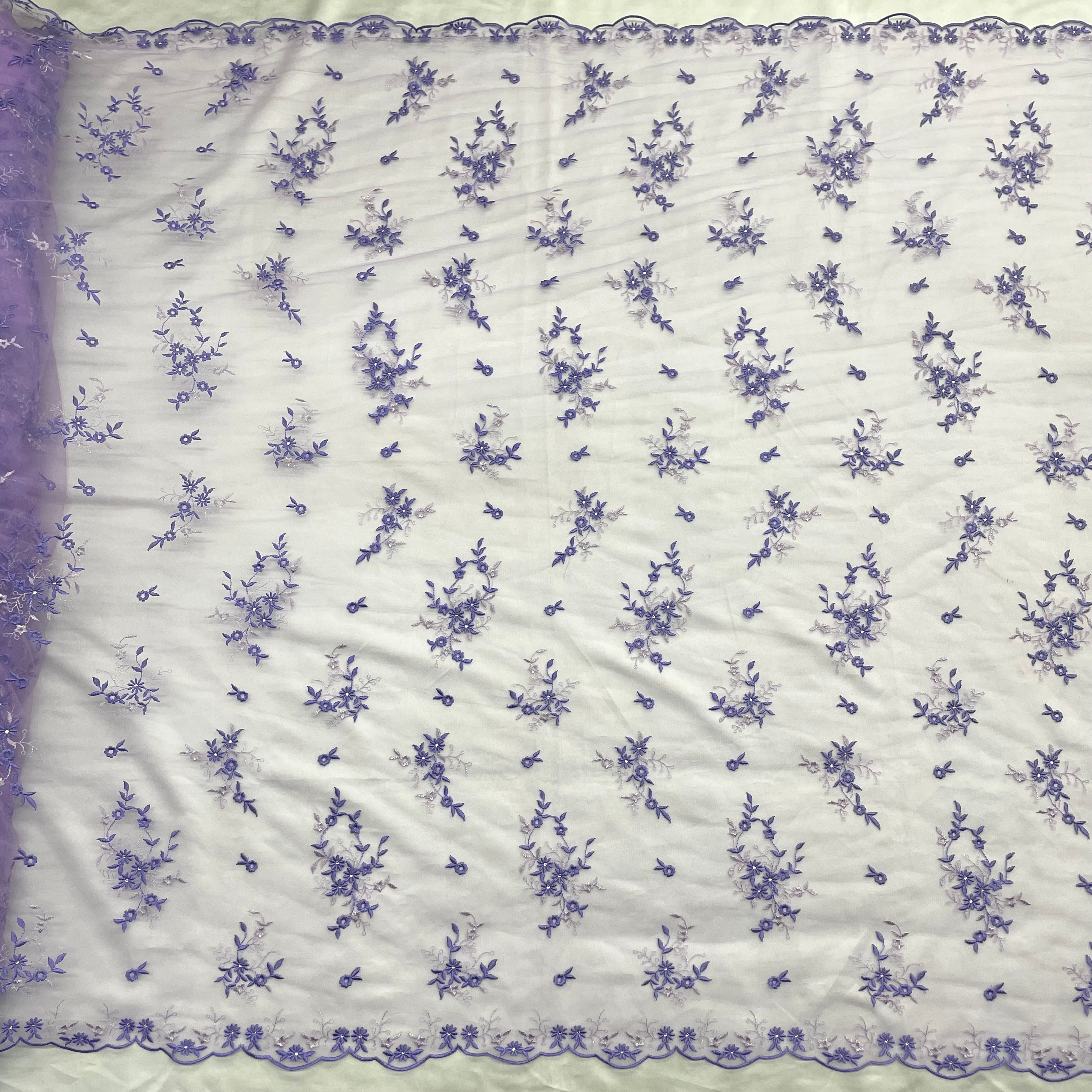 Beaded Lace Fabric Embroidered on 100% Polyester Net Mesh | Lace USA - 42091W-RS