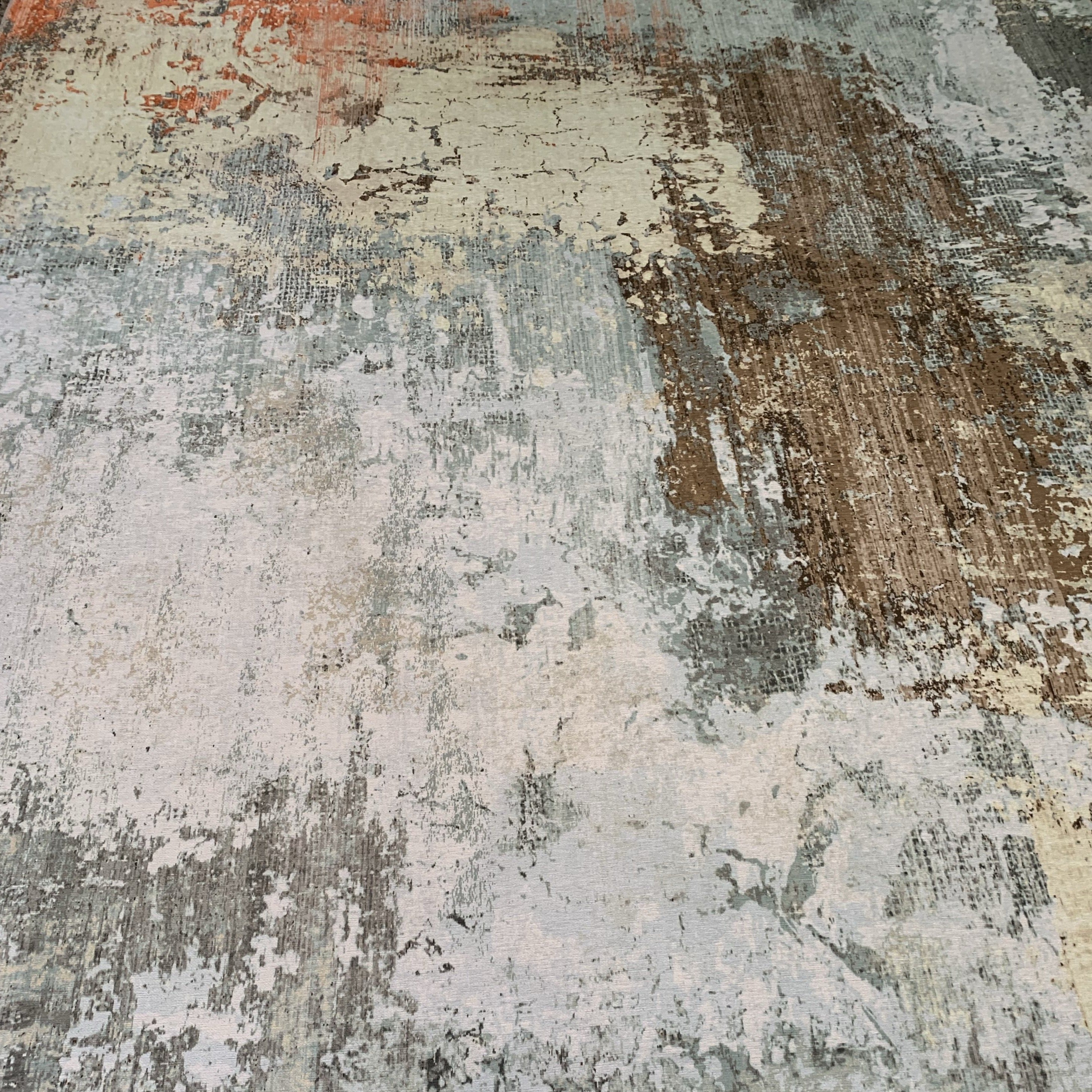 Orange Brown Beige Vintage Rusty Print Style Area Rug/ Carpet