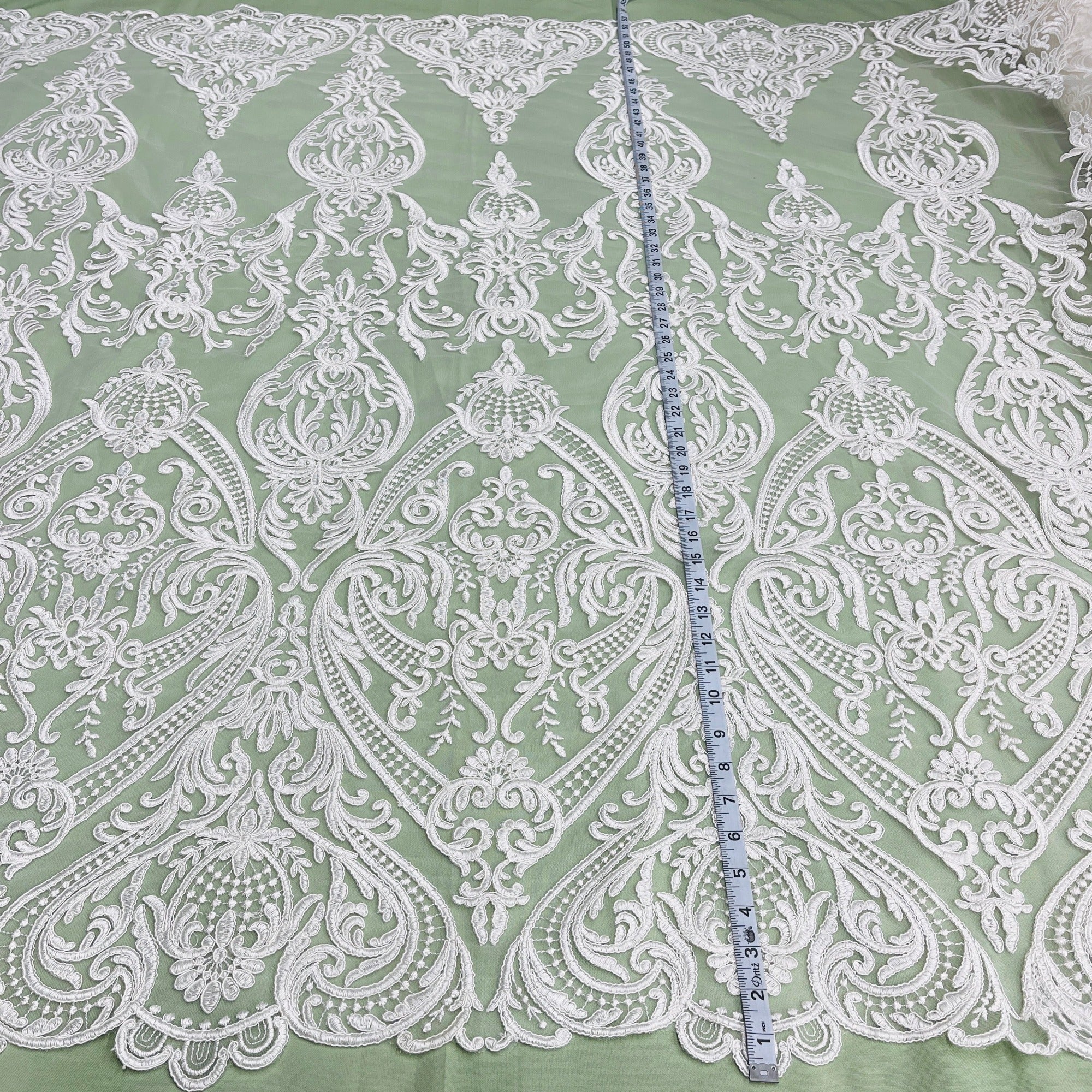 Corded Bridal Lace Fabric Embroidered on 100% Polyester Net Mesh | Lace USA - 97086W