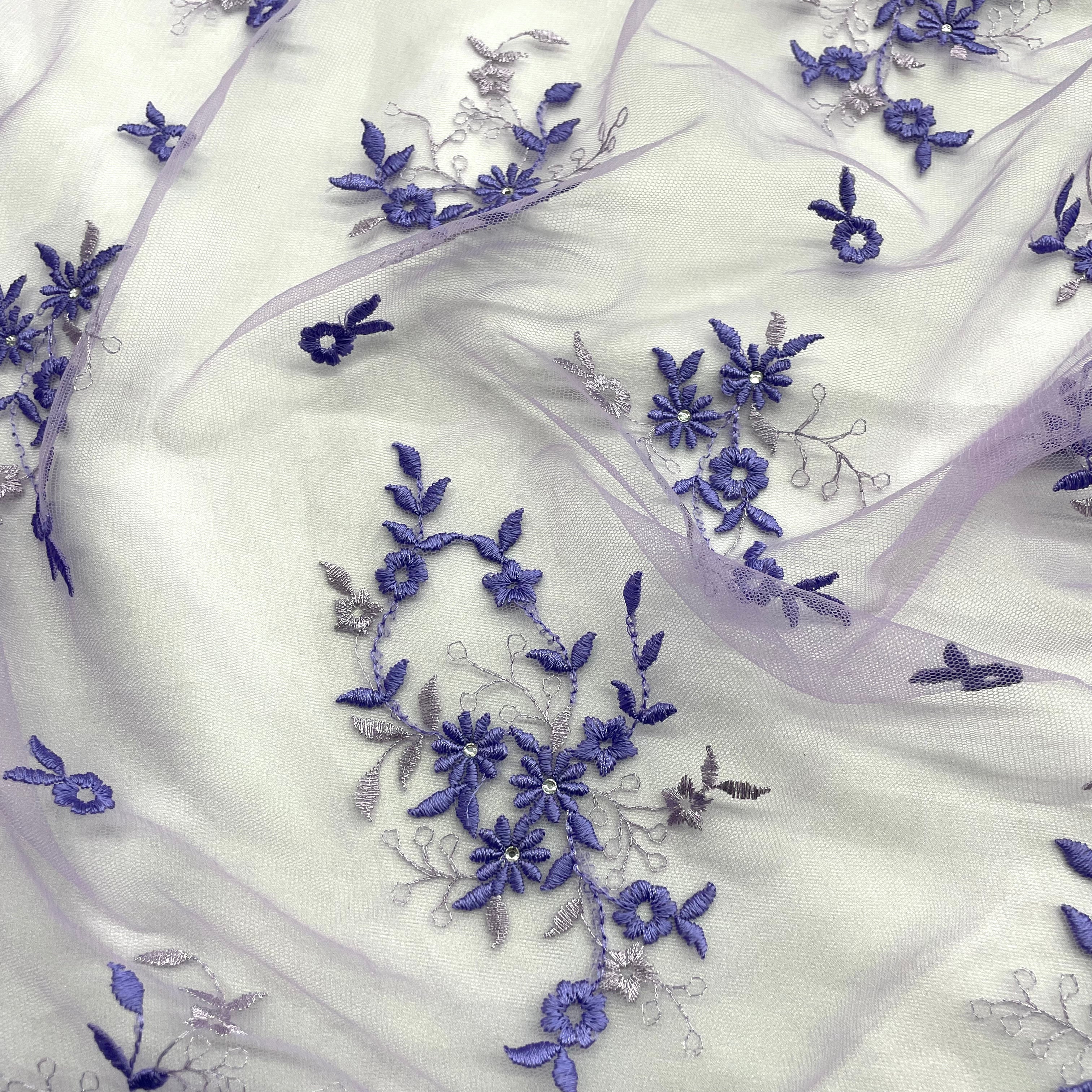 Beaded Lace Fabric Embroidered on 100% Polyester Net Mesh | Lace USA - 42091W-RS