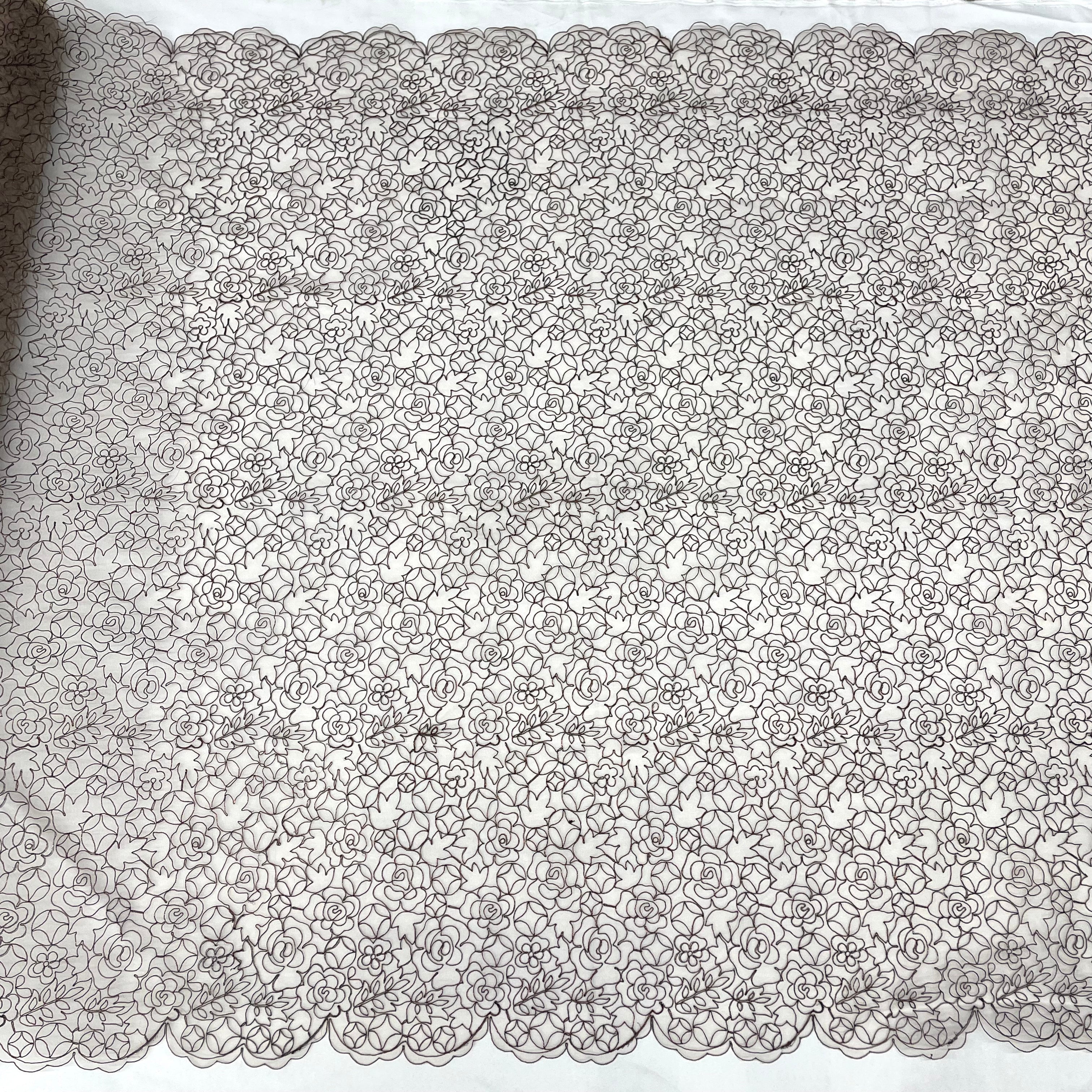 Corded Bridal Lace Fabric Embroidered on 100% Polyester Net Mesh | Lace USA - 96226W