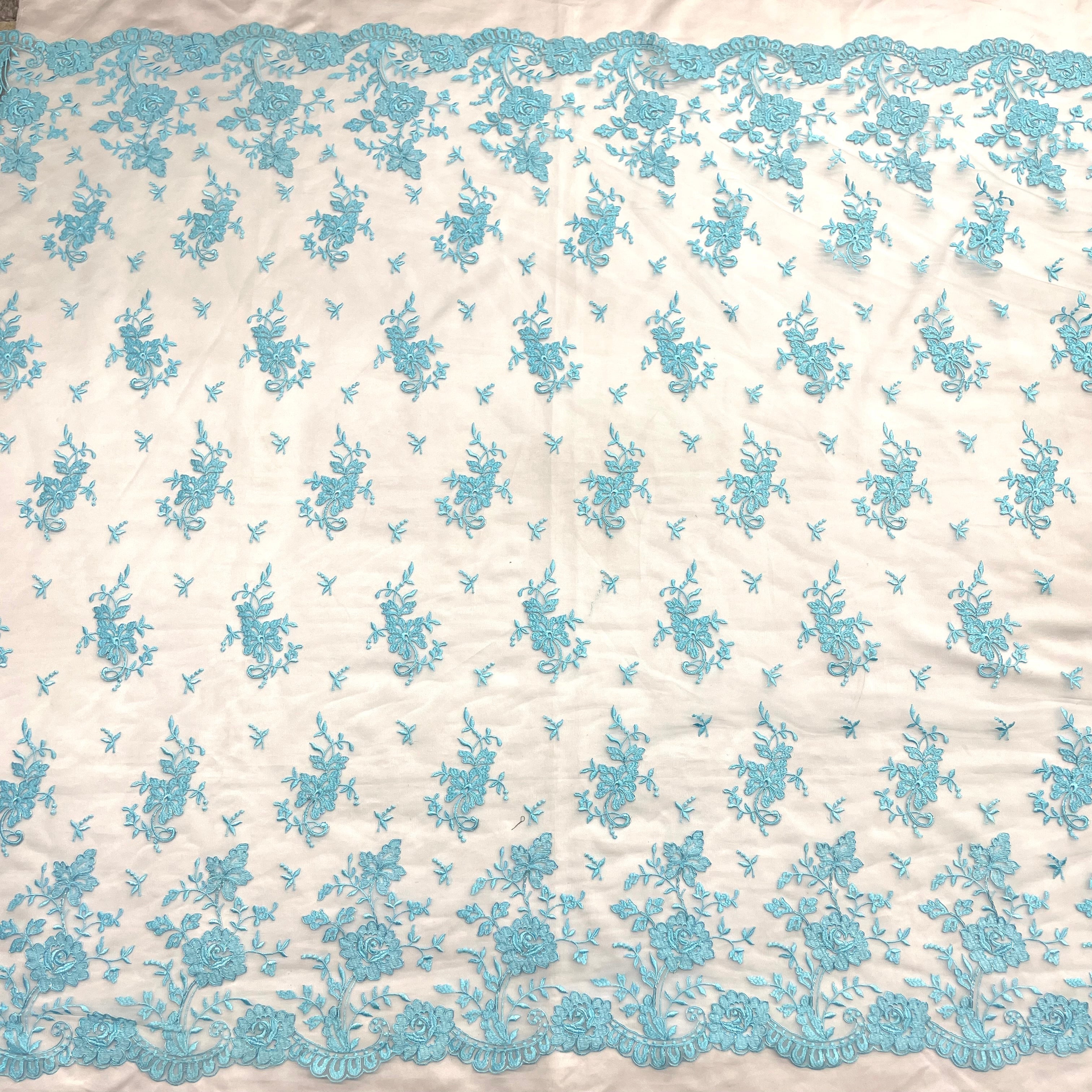 Corded Bridal Lace Fabric Embroidered on 100% Polyester Net Mesh | Lace USA - 97188W