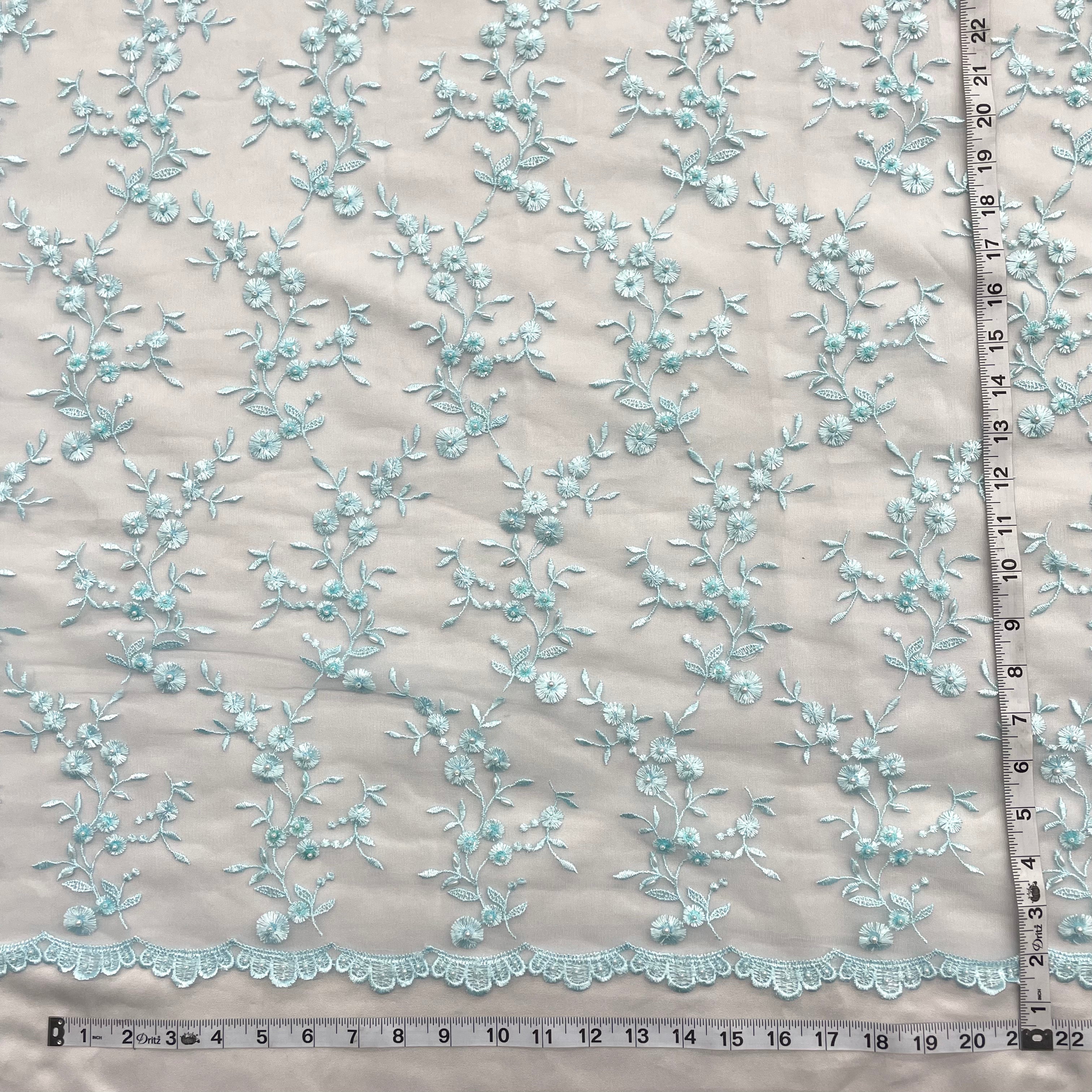 Beaded Lace Fabric Embroidered on 100% Polyester Net Mesh | Lace USA - 40103W-BP