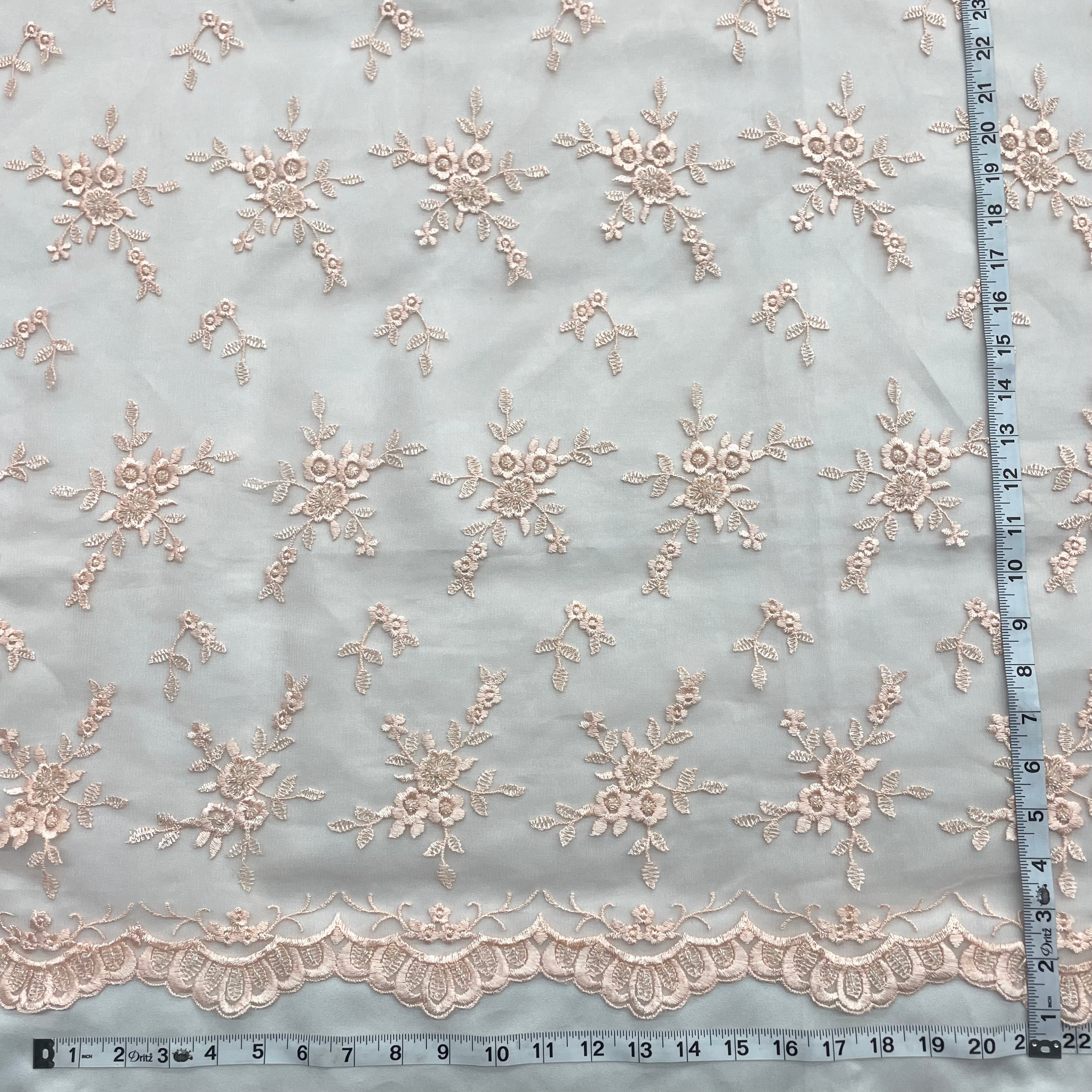 Beaded Lace Fabric Embroidered on 100% Polyester Net Mesh | Lace USA - 41553W-BP