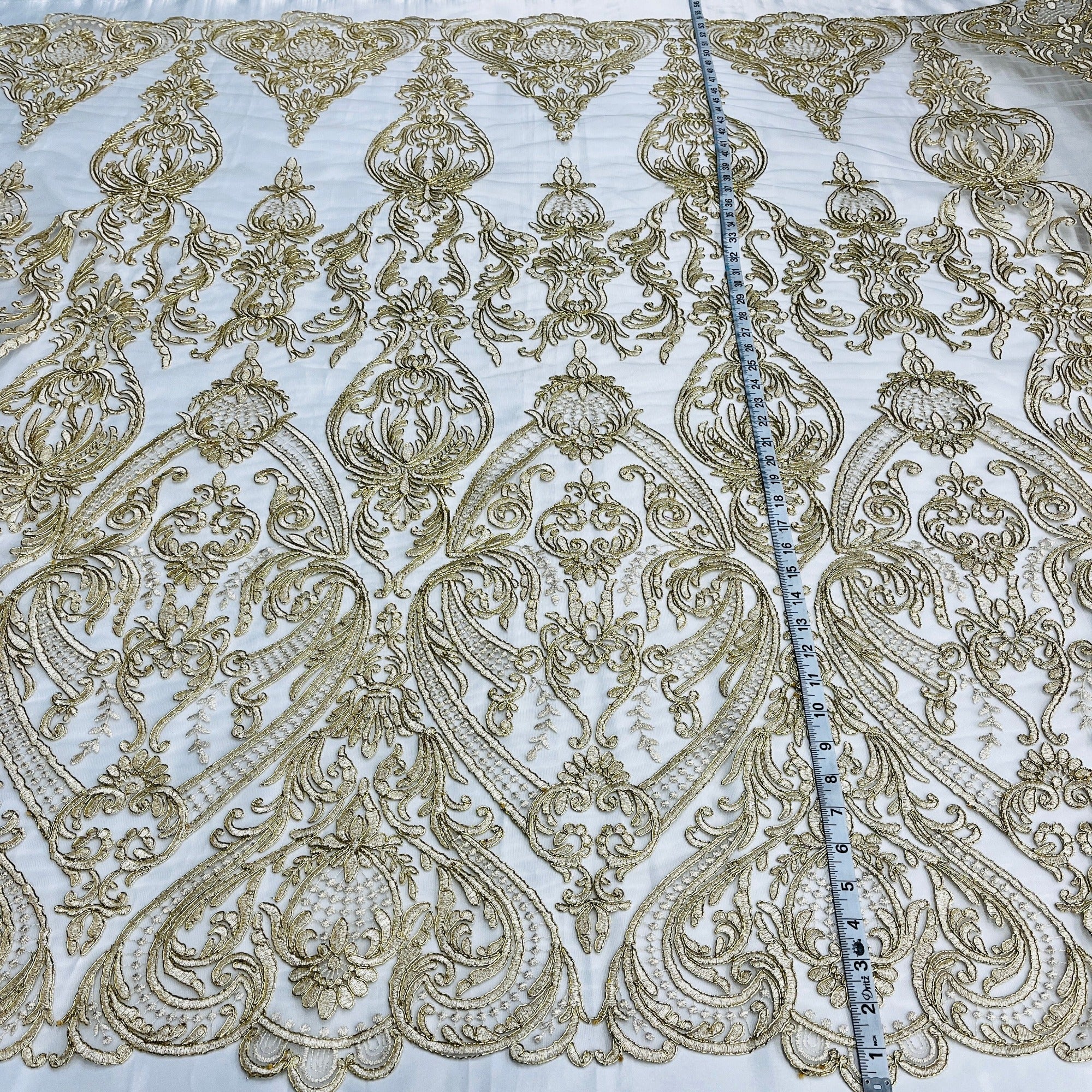 Corded Bridal Lace Fabric Embroidered on 100% Polyester Net Mesh | Lace USA - 97086W