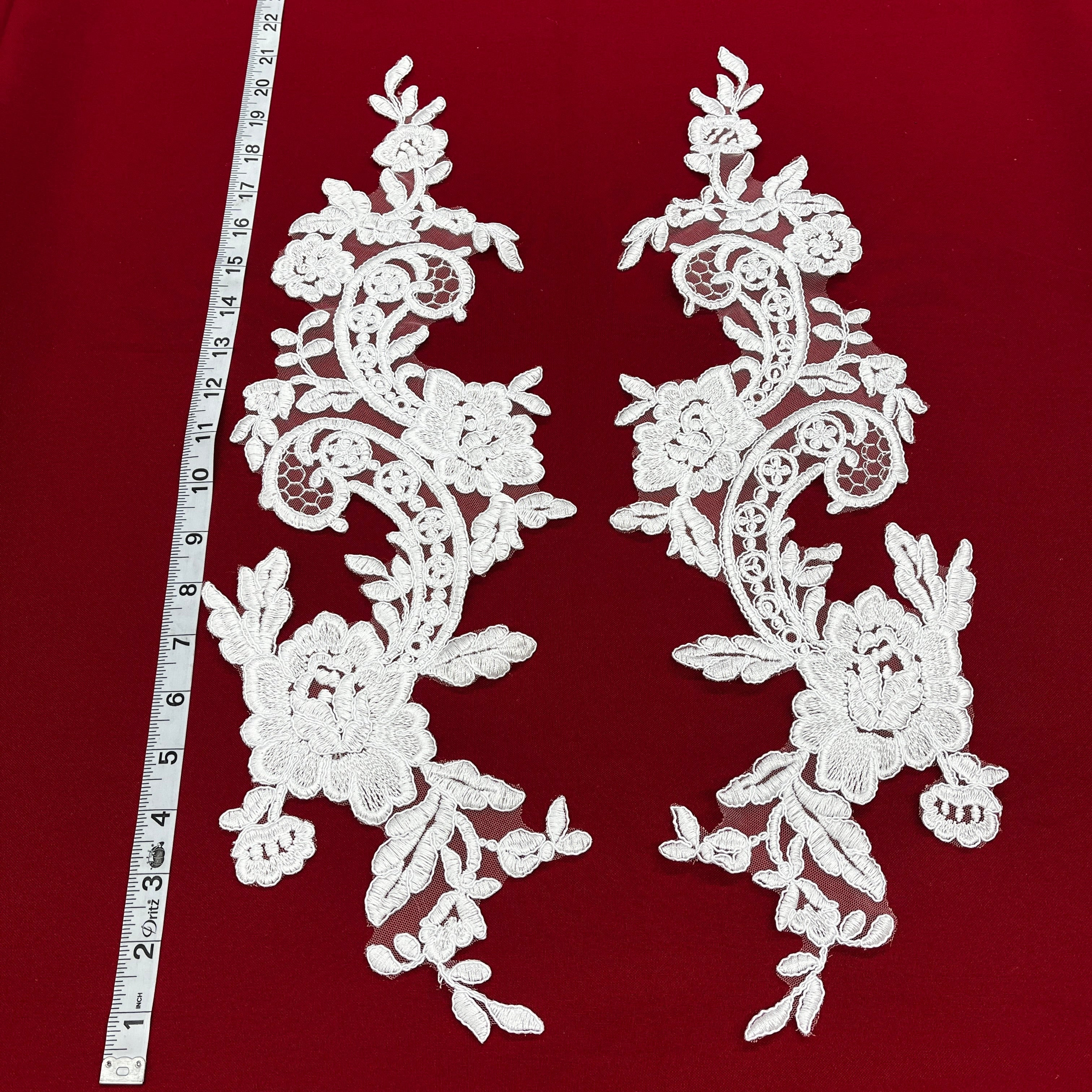 Corded Floral Lace Applique Embellishment for Bridal, Quinceañera Gown, Dance | Lace USA - 96434W