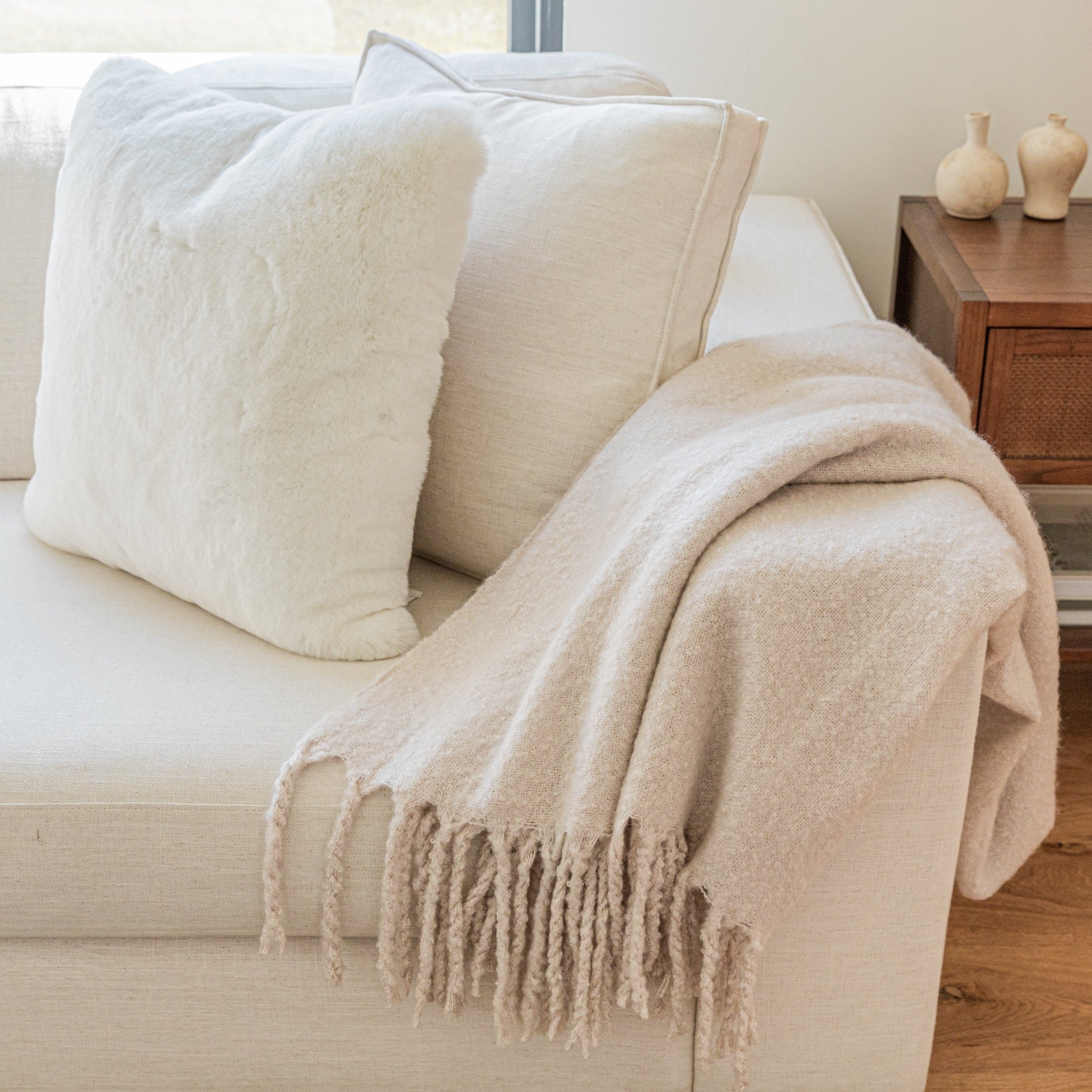 Soft Cozy Fuzzy Faux Fur Throw Pillow