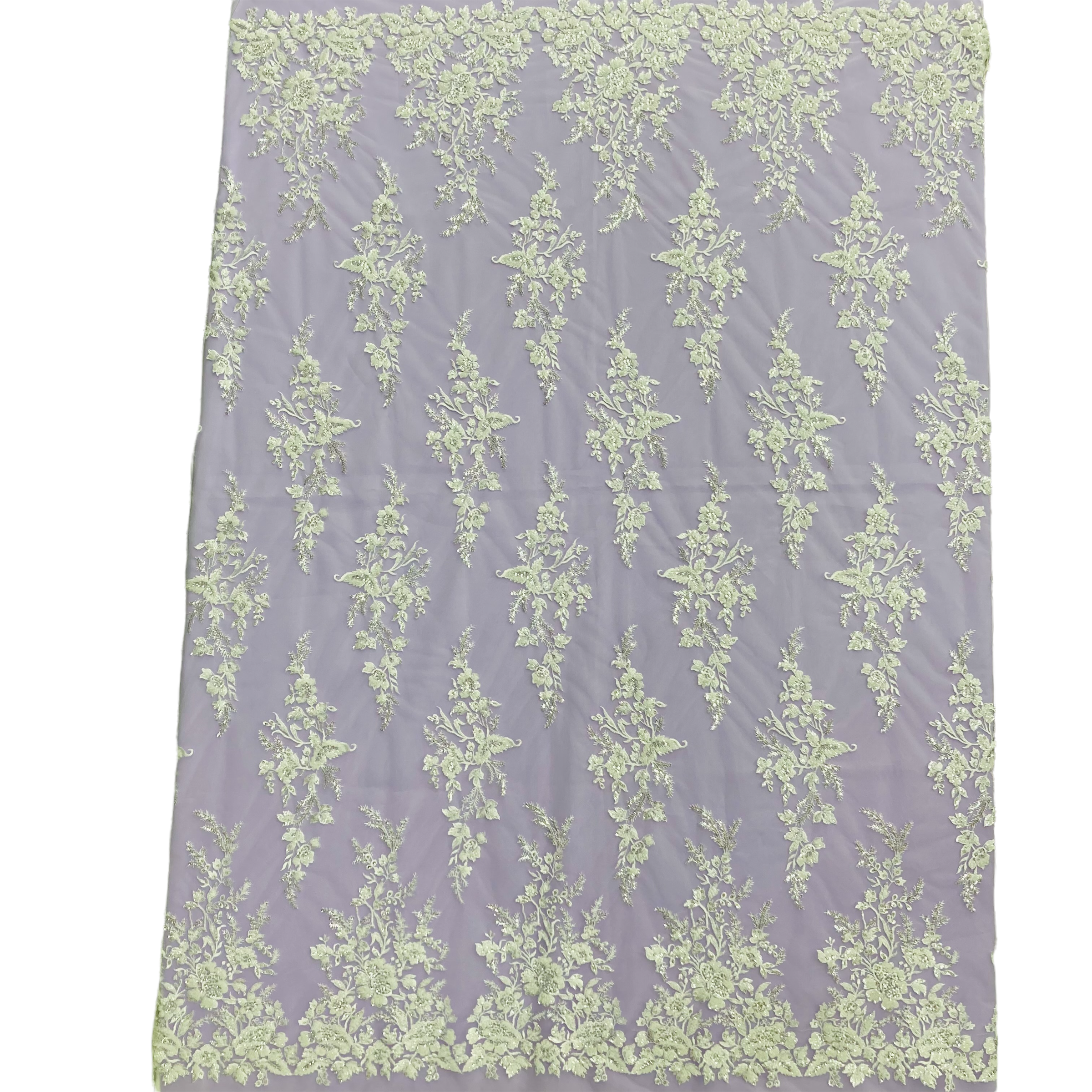 Beaded & Sequined Lace Fabric Embroidered on 100% Polyester Net Mesh | Lace USA - GD-12827