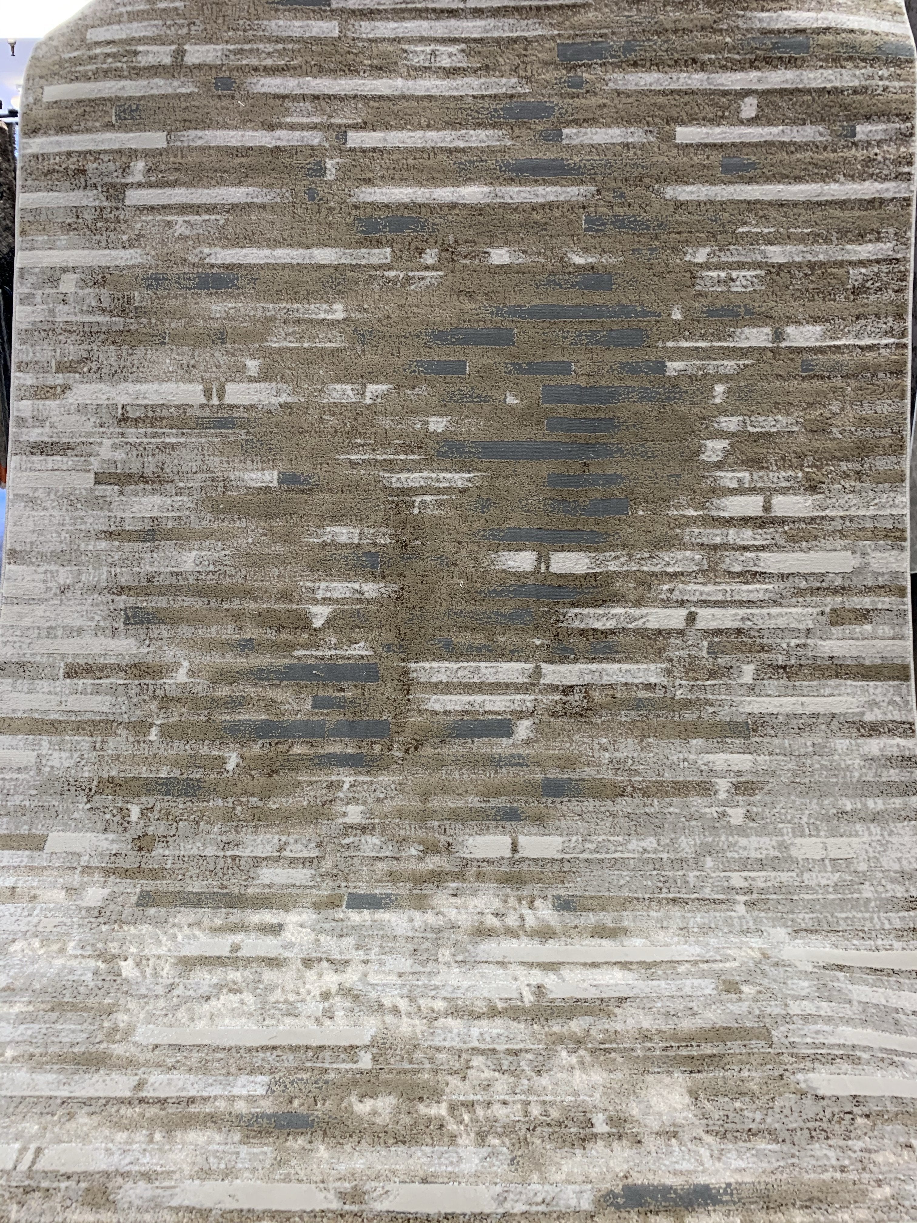Polyester Silver/Platinum Viscose Brick Design Area Rug/Carpet - Style# Maximus 231 - Color-Changing Flat Weave Rug