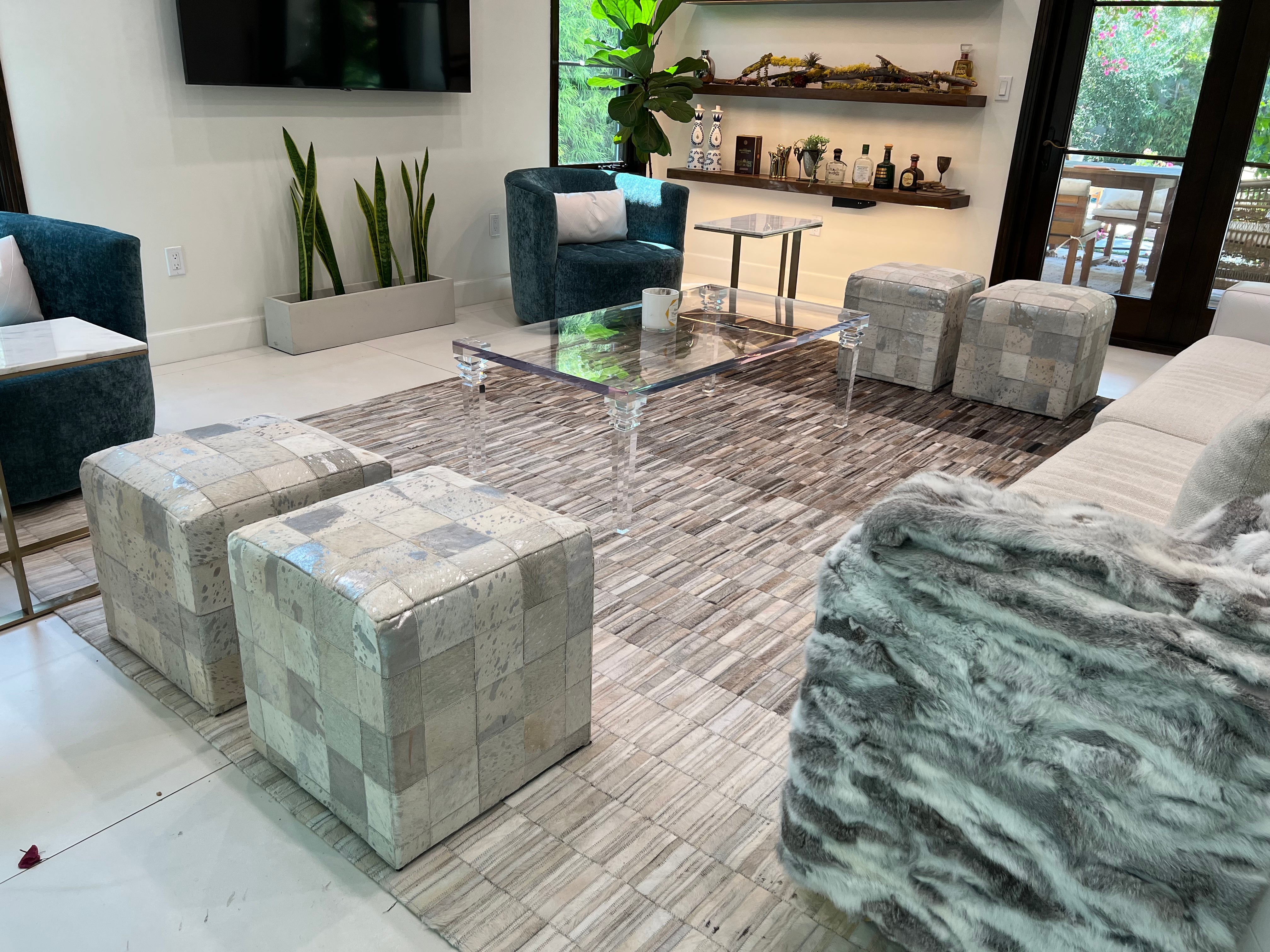 Fade Mocha White  Patchwork Cowhide Area Rug PCH207