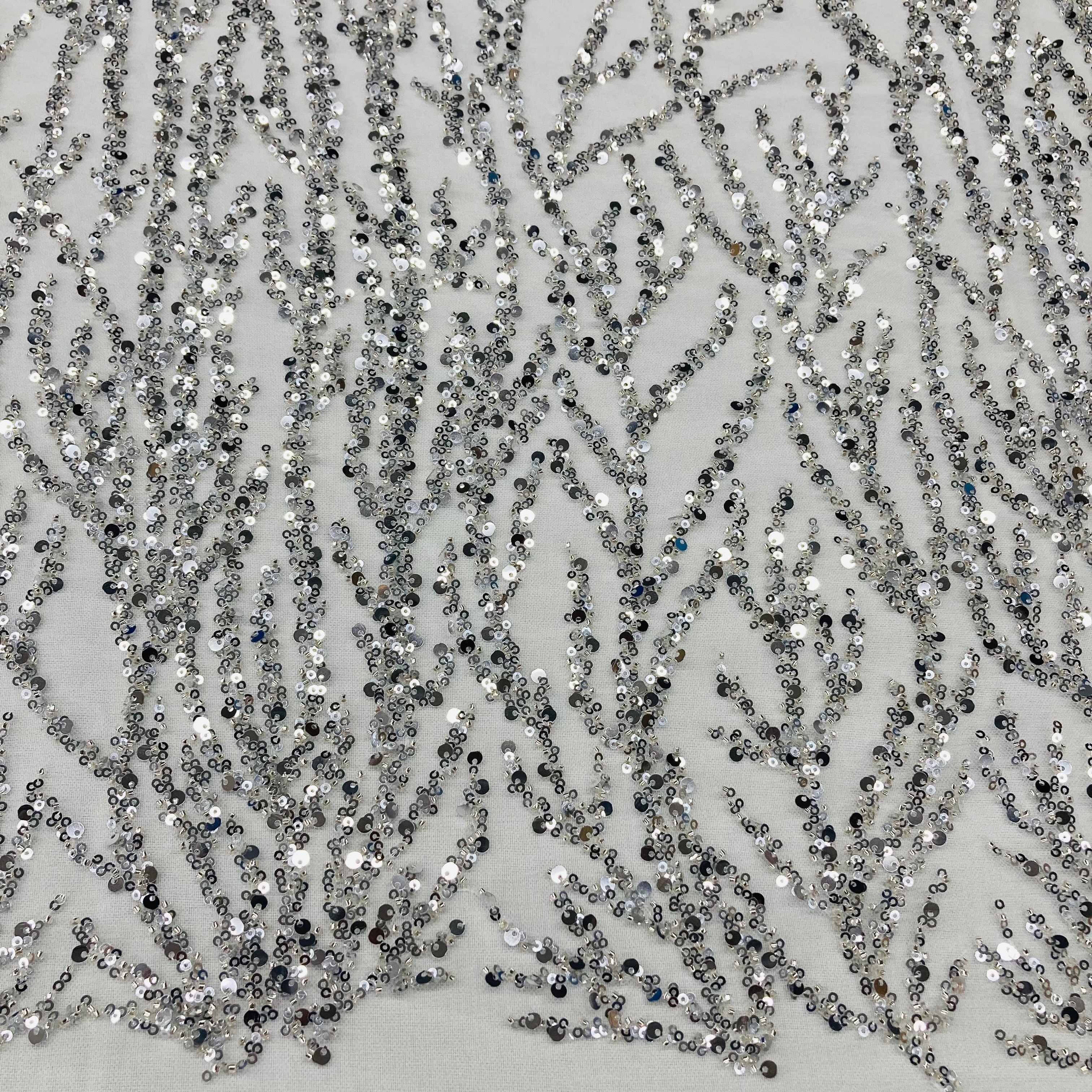 Beaded & Sequined Lace Fabric Embroidered on 100% Polyester Net Mesh | Lace USA - GD-43