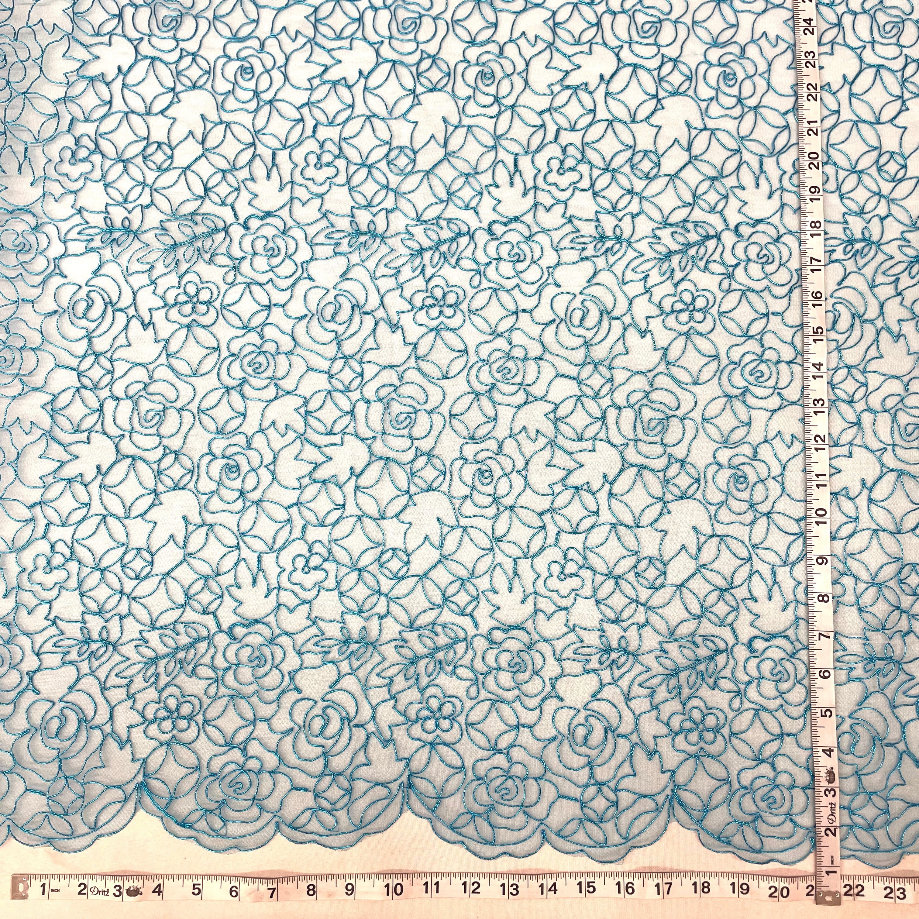 Corded Bridal Lace Fabric Embroidered on 100% Polyester Net Mesh | Lace USA - 96226W