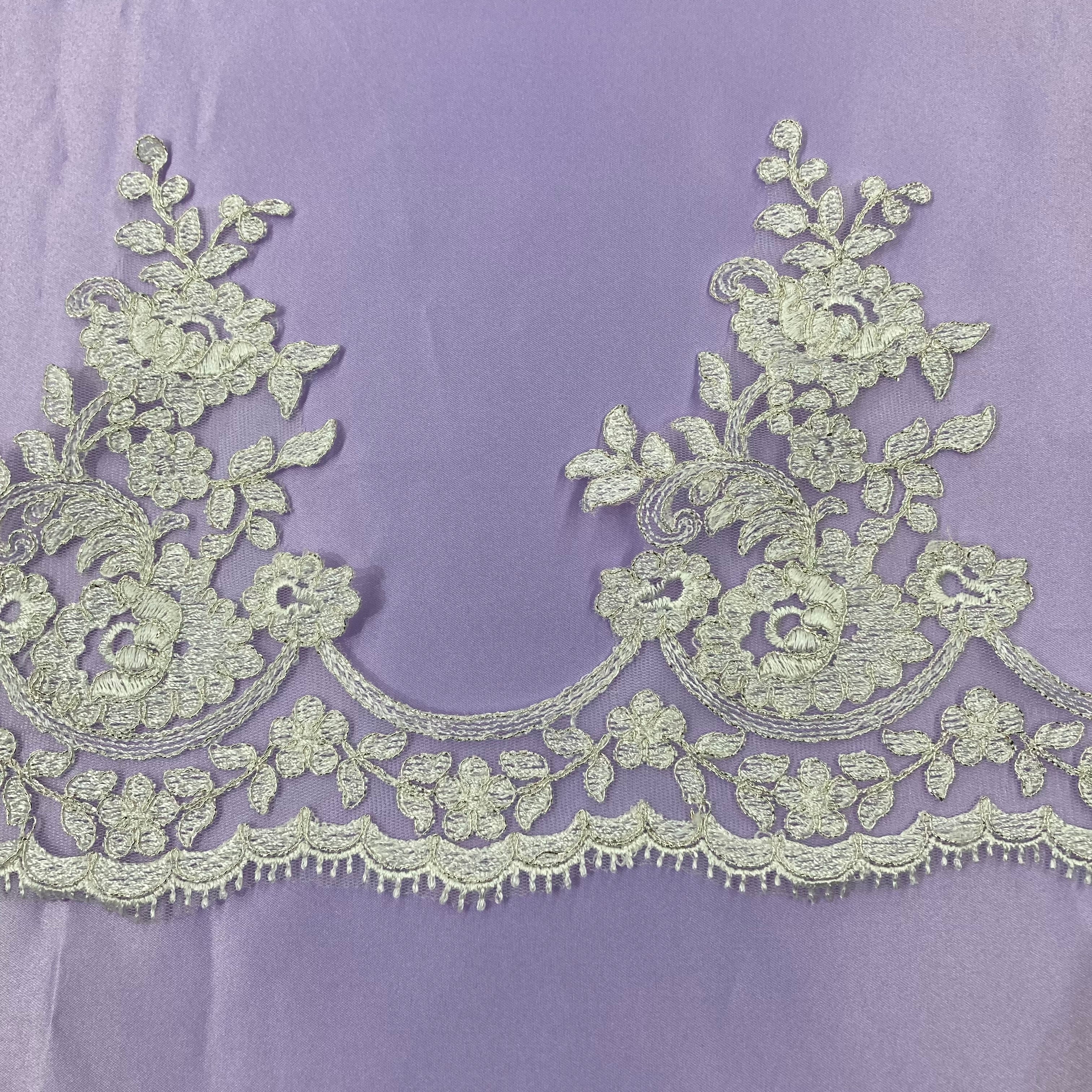 Corded Lace Trimming Embroidered on 100% Polyester Net Mesh | Lace USA - 97008W/1