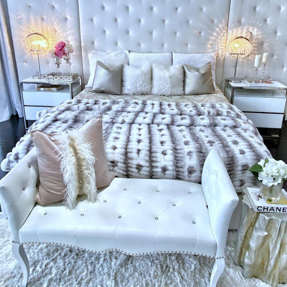 Braided Look Fluffy Soft Faux Fur Gray White Throw/ Quilt/ Blanket/ Coverlet/ Bedspread/ Bedcover/ Comforter